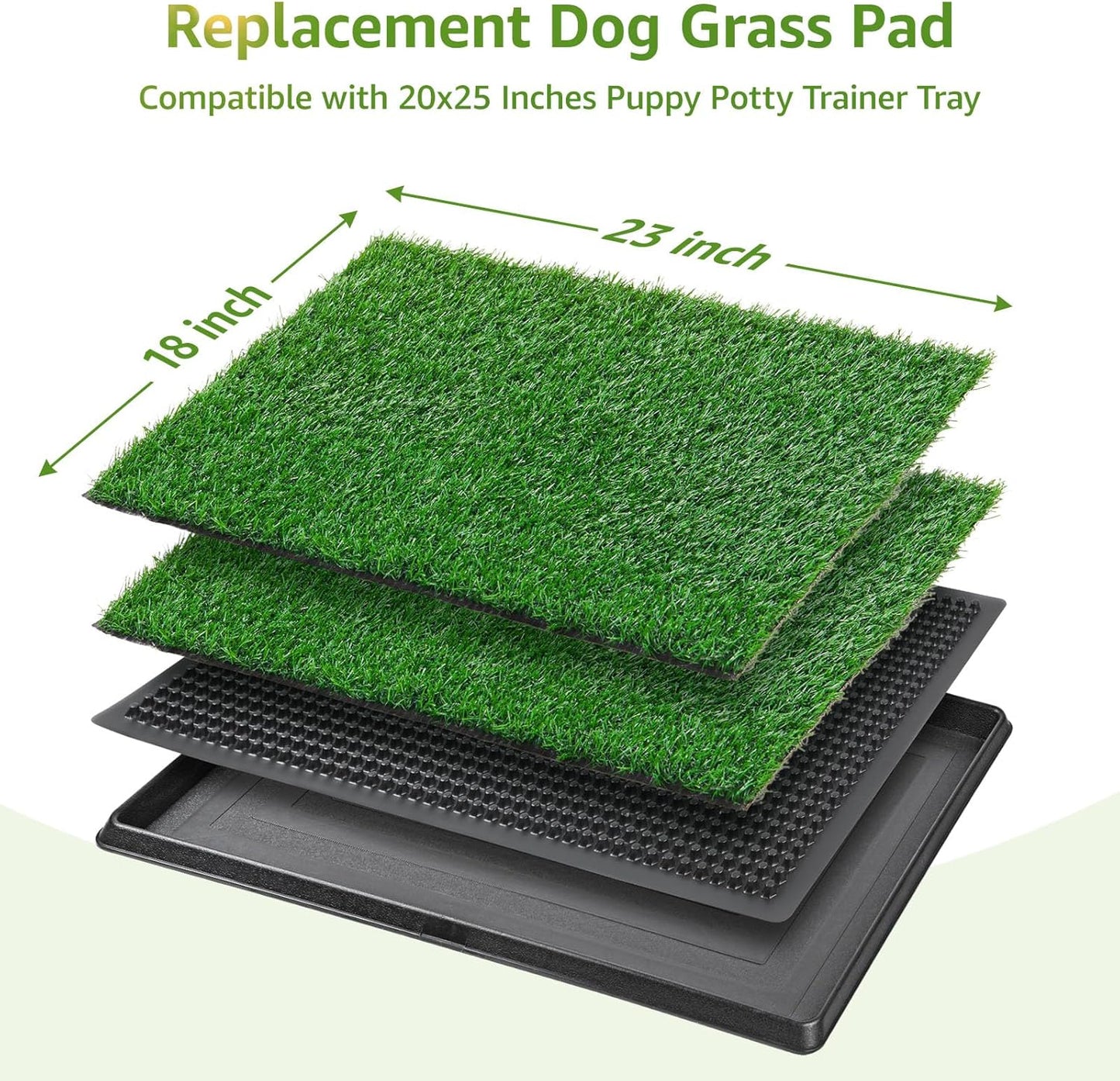 LOOBANI Dog Grass Pee Pads, 2 Pack Artificial Grass Pads for Potty Tray, Fake Grass for Dogs to Pee On, Outdoor Indoor Pee Grass for Dog Potty (18*23 inch)
