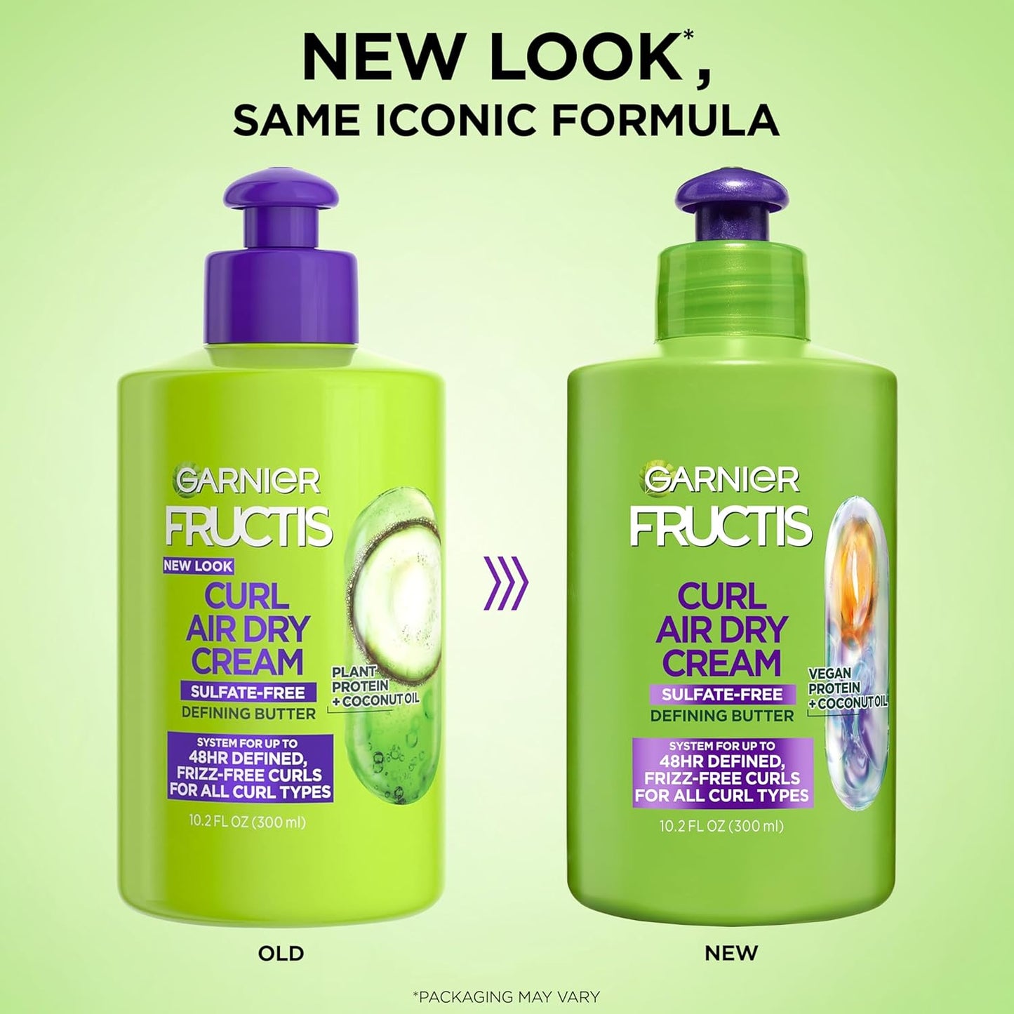 Garnier Fructis Curl Nourish Air Dry Cream, Sulfate Free Defining Butter Leave-in Conditioner, 10.2 Fl Oz, 2 Count (Packaging May Vary)