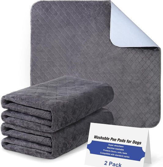 Generic 2PCS Repeatable Cleaning Dog Urine Pad 24x18 Inches Super Absorbent Leak Proof Urine Pad Environmentally Friendly and Durable Pet Training Pad Gray Diaper Indoor/cage