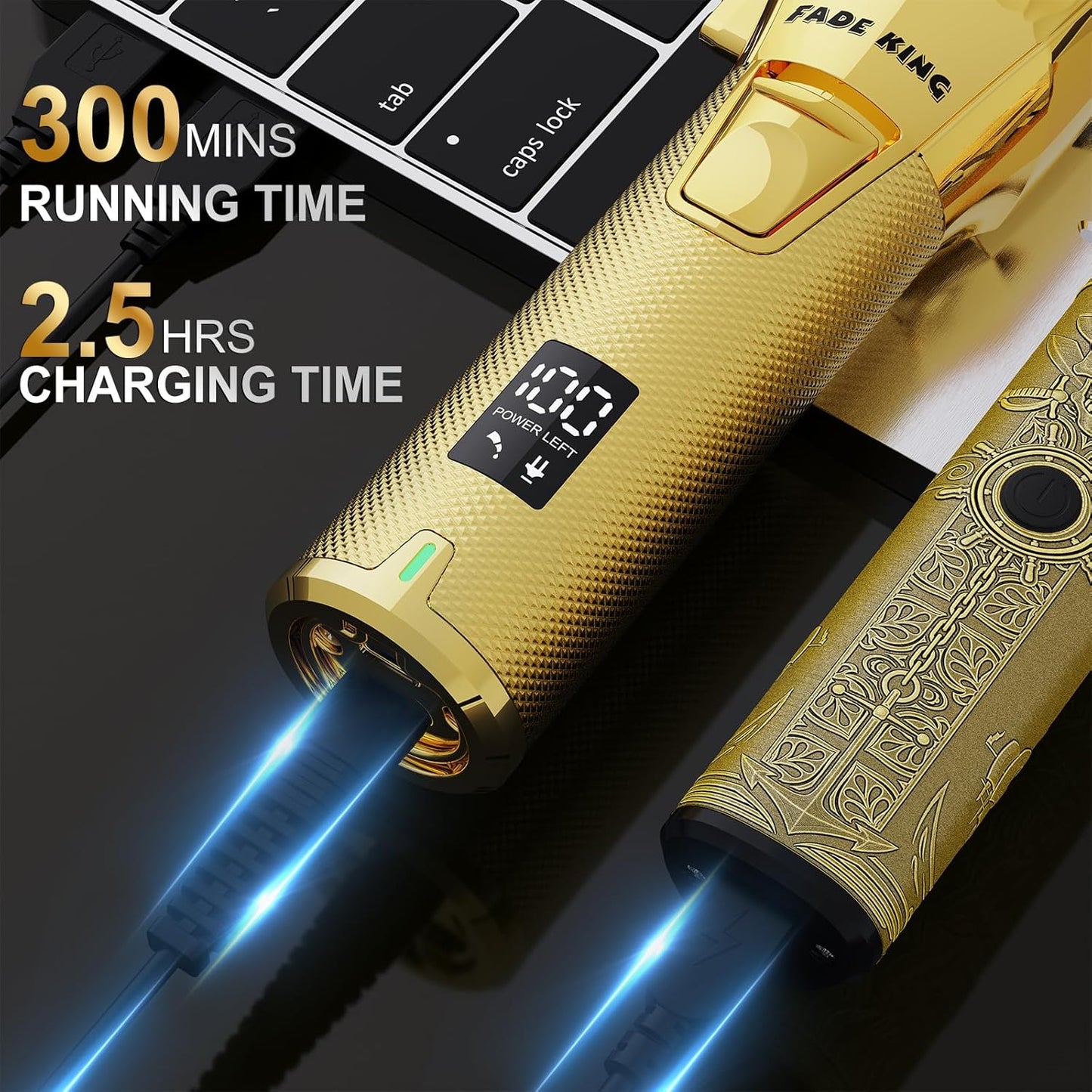 FADEKING® Professional Hair Clippers for Men, Cordless Barber Clippers & Beard Trimmer Set – Precision Hair Trimmer for Home/Barber Use, Men Grooming Kit with Travel Case – Ideal Gifts for Men