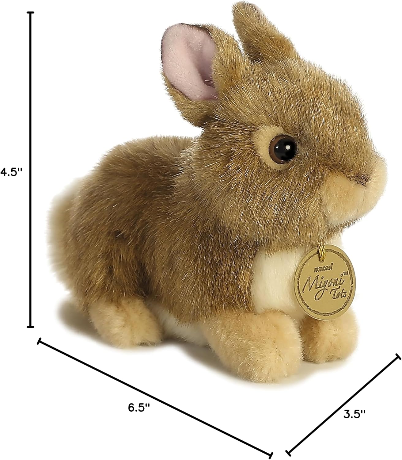 Aurora® Adorable Miyoni® Tots Baby Bunny Stuffed Animal - Lifelike Details Make a Cherished Companion - Perfect for Decorating Bedrooms or Classrooms - Brown 6.5 Inches