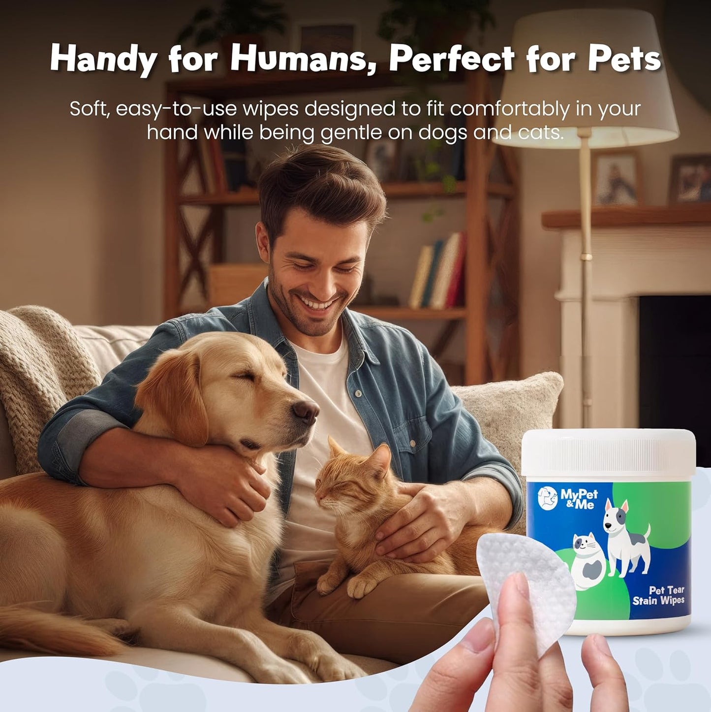MyPet&Me Eye Wipes for Dogs, 120 Count – Tear Stain Remover & Fragrance-Free Dog Eye Wipes - Hypoallergenic Pet Eye Cleaning Wipes for Dirt & Discharge - Gentle Daily Eye Care for All Dogs and Cats
