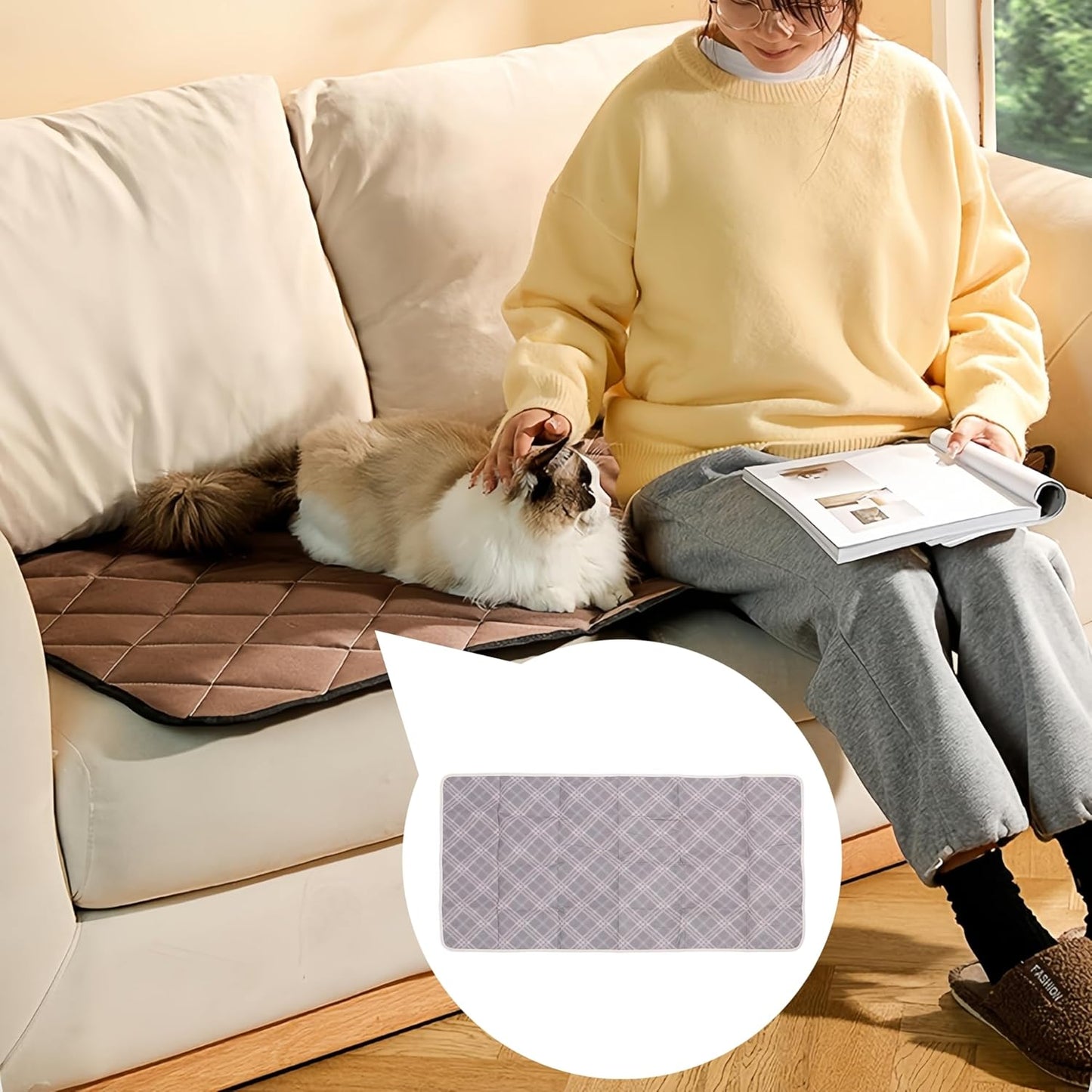 Zerodis Washable Pee Pads for Dogs, Absorbent Reusable Puppy Pad Pet Training Whelping Mat for Potty Floor Crate Couch Bed Travel (M)