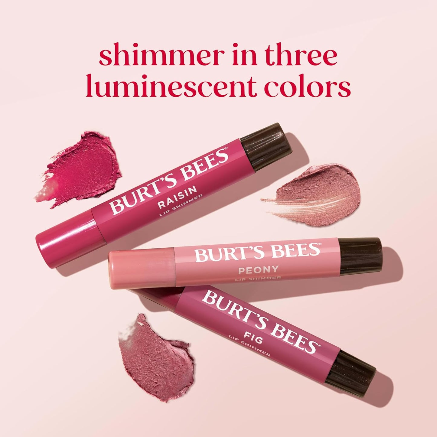 Burt's Bees Easter Basket Stuffers, Lip Shimmer Nude Collection, Tinted Lip Balm, Moisturizing for All Day Hydration with Natural Glowy Finish & Buildable Color, Value Pack, 3 Tubes x 0.09 Oz