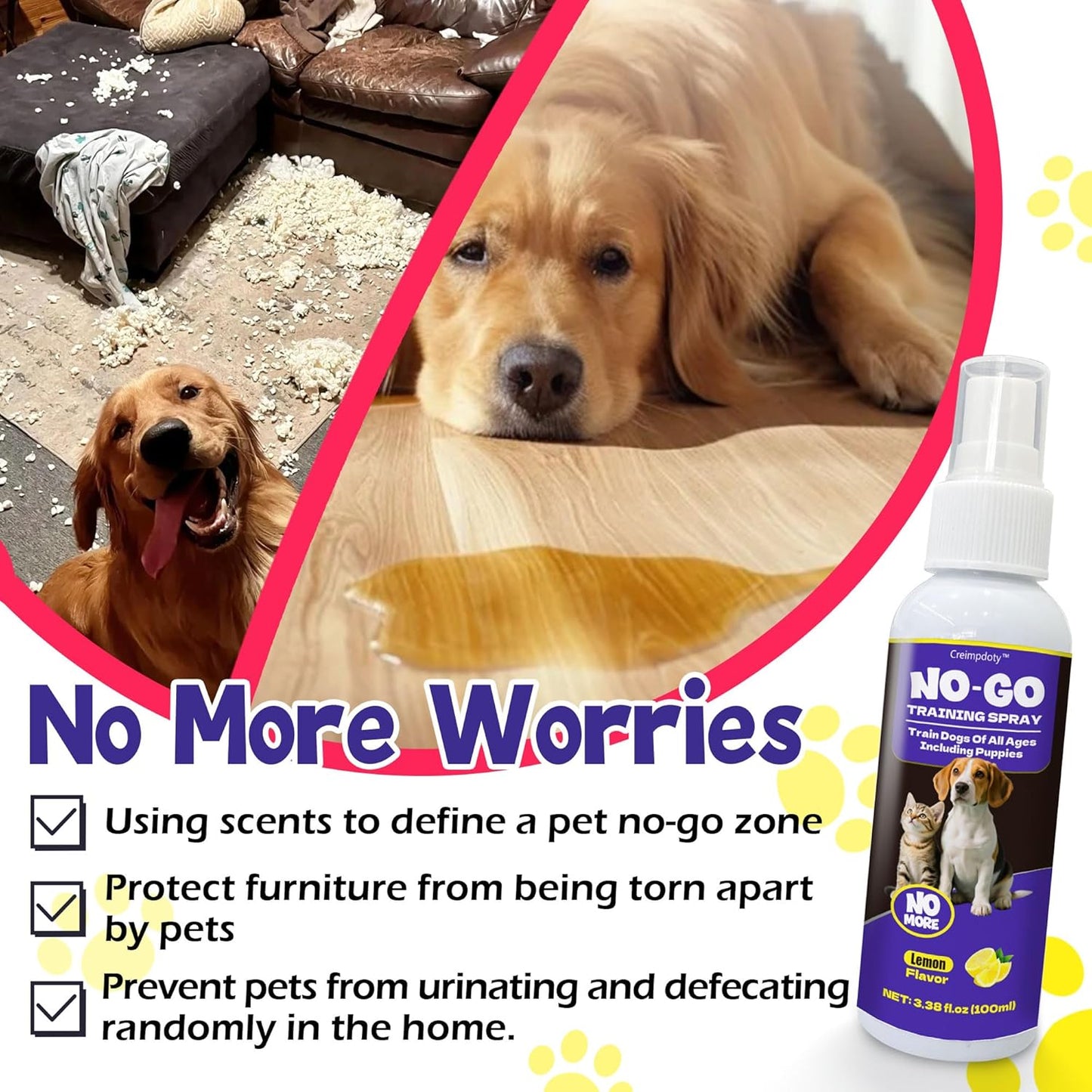 Dog Potty Training Spray Set, Dog Pee Spray, Indoor & Outdoor Potty Training for Dogs & Puppies, Stops Urination & Marking, Puppy Essentials (3.38 fl oz, 2-Pack)
