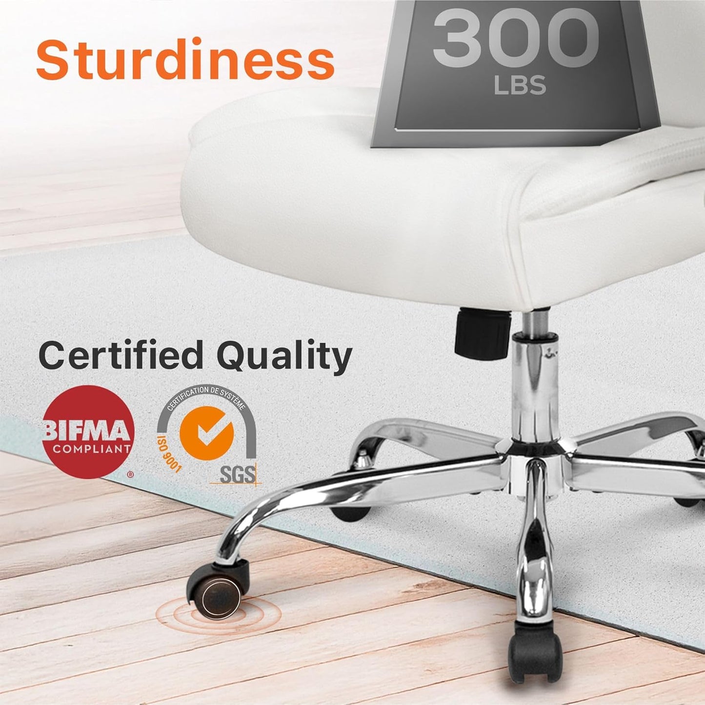 NEO CHAIR Ergonomic Office Desk Gaming Computer Chair Executive High Back Support Flip-up Arms Adjustable Height Swivel Rolling Wheels Comfy PU Leather for Home (White)