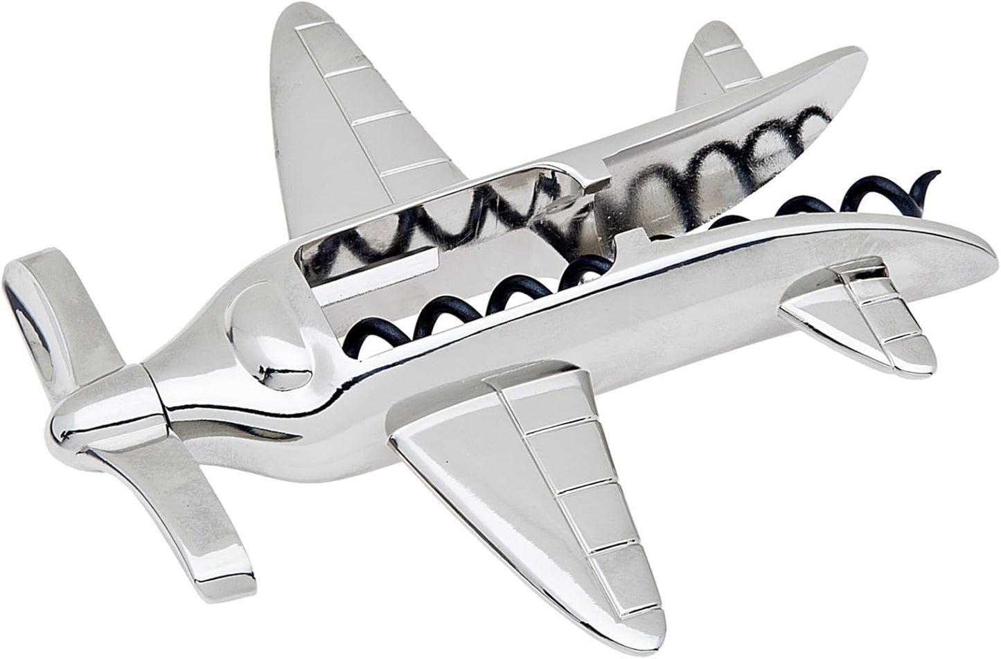 Godinger Airplane Cork Screw, Aviation Themed for Barware & Drinkware, Nickelplated