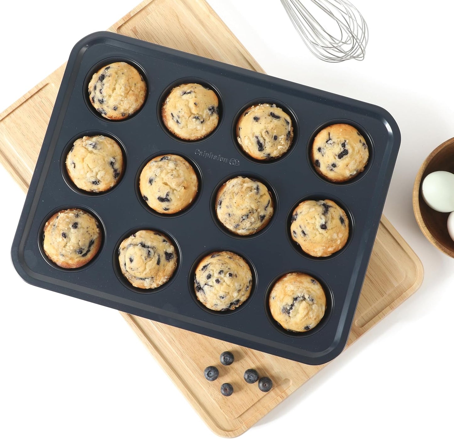 Calphalon Legacy 10-Piece Nonstick Bakeware Set, PFA-Free Nonstick Coating, Oven Safe, Includes Sheet Pans, Muffin Pan, Round Cake Pans, Loaf Pan and Cooling Rack, Navy Blue