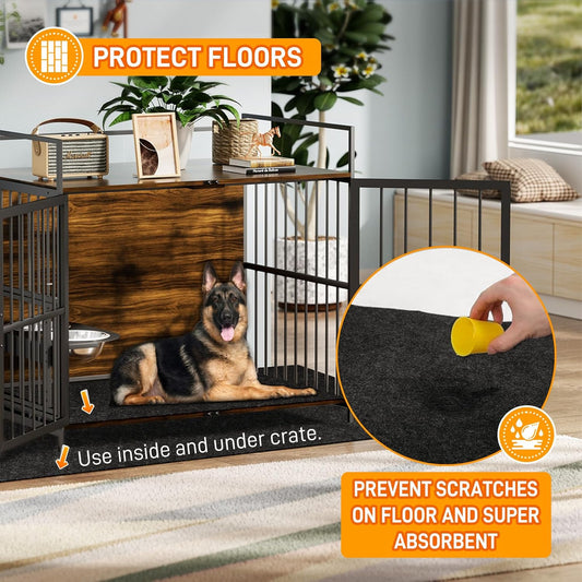 MODIGT Dog Crate Pad Liner for Kennel Training, 29"×48" Under Pet Cage Mat Absorbs,Waterproof,Non-Slip,Washable Puppy Pee Pad to Protect Floors(Charcoal)