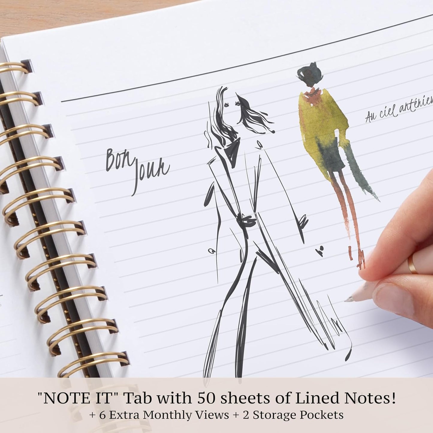 Blue Sky Life Note It 2026 Weekly and Monthly Planner Notes, January 2026 - December 2026, 5.875" x 8.625", Clear Pocket Cover, Durable Twin Wire Binding, Storage Pocket, 50 Perforated Notes Sheets, Dania Dark