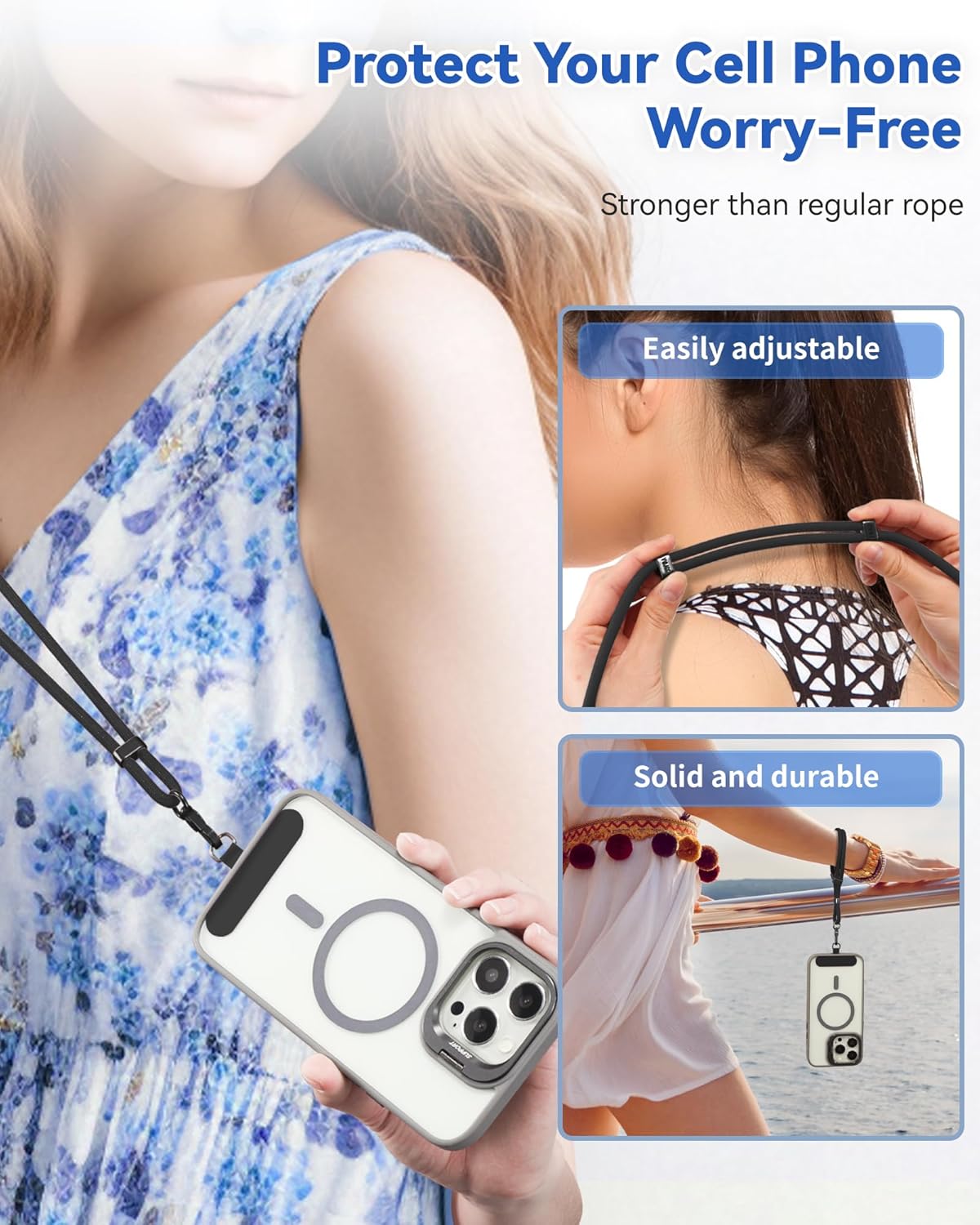 VVAAGG Cell Phone Lanyard for iPhone: Crossbody Phone Strap and Wrist Strap Most iPhone and Android Smartphones