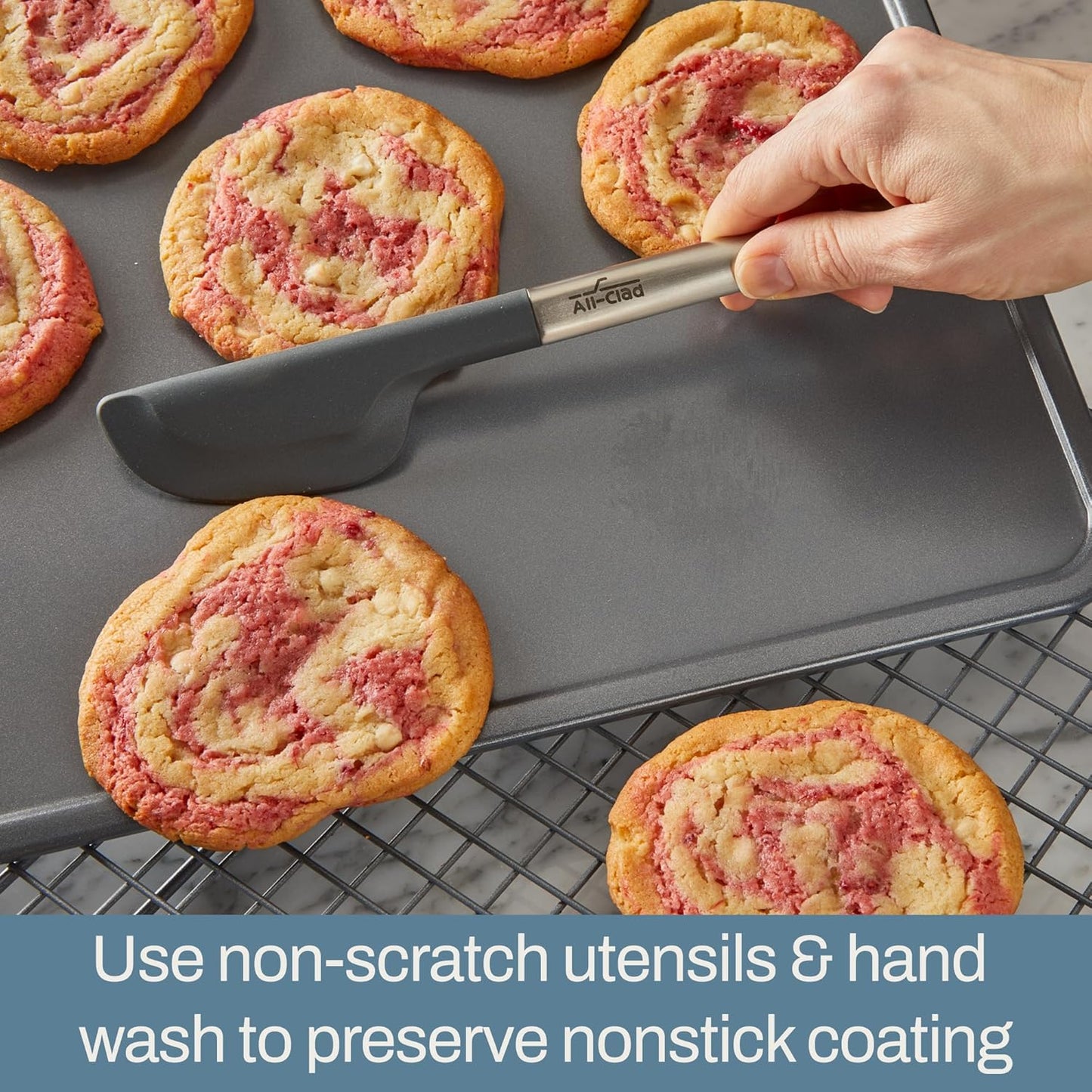 All-Clad Pro-Release Nonstick Square Baking Pan 8x8 Inch Oven Safe 450F Half Sheet, Cookie Sheet, Muffin Pan, Cooling & Baking Rack, Round Cake Pan, Loaf Pan, Baking Pan Grey