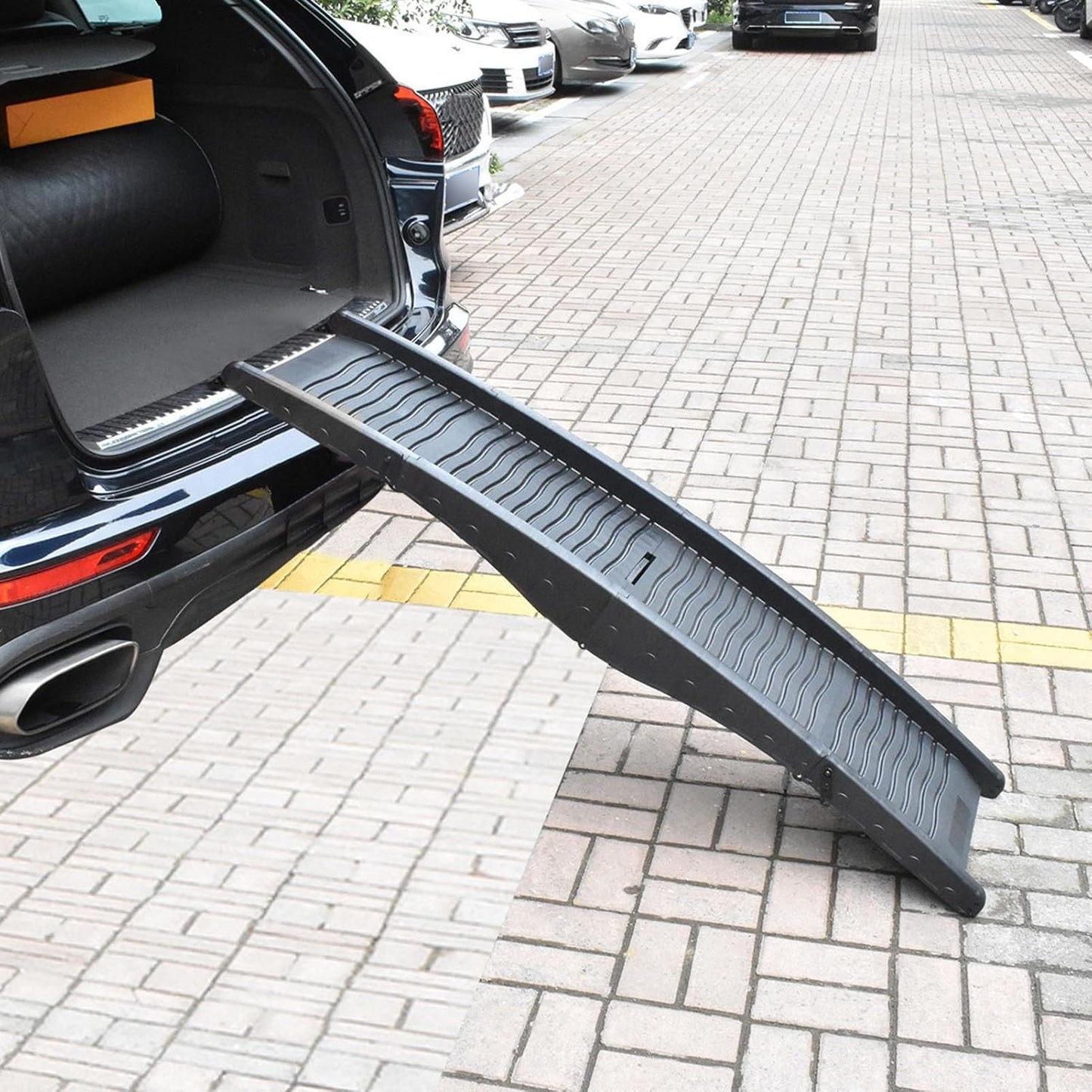 Luqeeg Foldable Dogs Ramp for Car, Anti Slip Outdoor Portable Pet Ramp Dogs Steps with Stable Design for Travel Car SUV Sedans Truck Pet Stairs, 59.44in x 15.35in