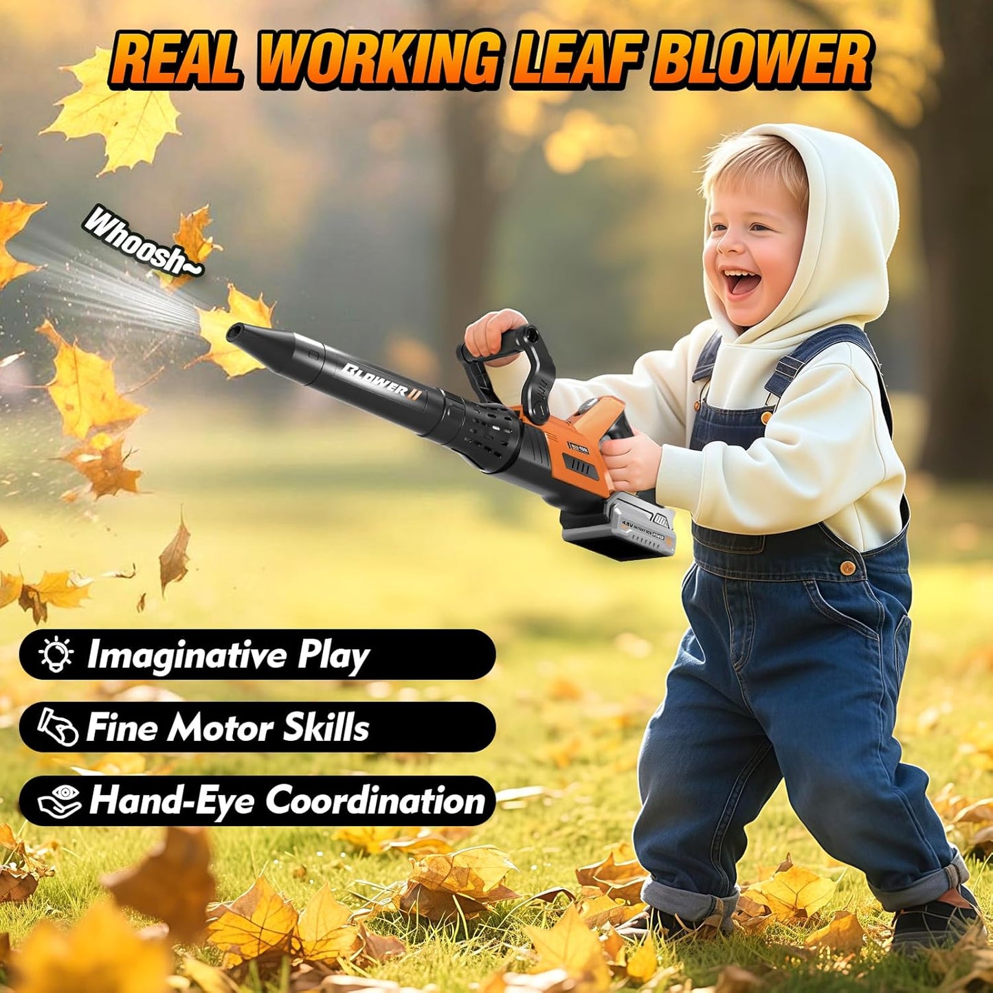 3-IN-1 Kids Garden Tools with Lights and Sounds, Weed Wacker Toy, Leaf Blower Toy, and Hedge Trimmer, Yard Tools Outdoor toys for Boys Pretend Role Play, Christmas Birthday Gifts for Kids 3,4,5,6,7,8+