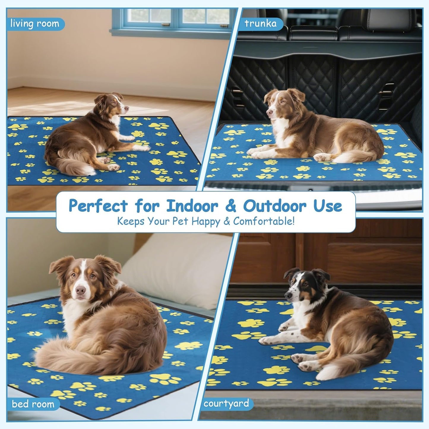 Washable Pee Pads for Dogs 24x48 Inch (1 Pack) - Thick Heavy Absorbent Reusable Pet Training Pads, Leakage & Non-Slip for Puppy Playpen/Crate/Potty, Spliceable, Machine Washable, Blue