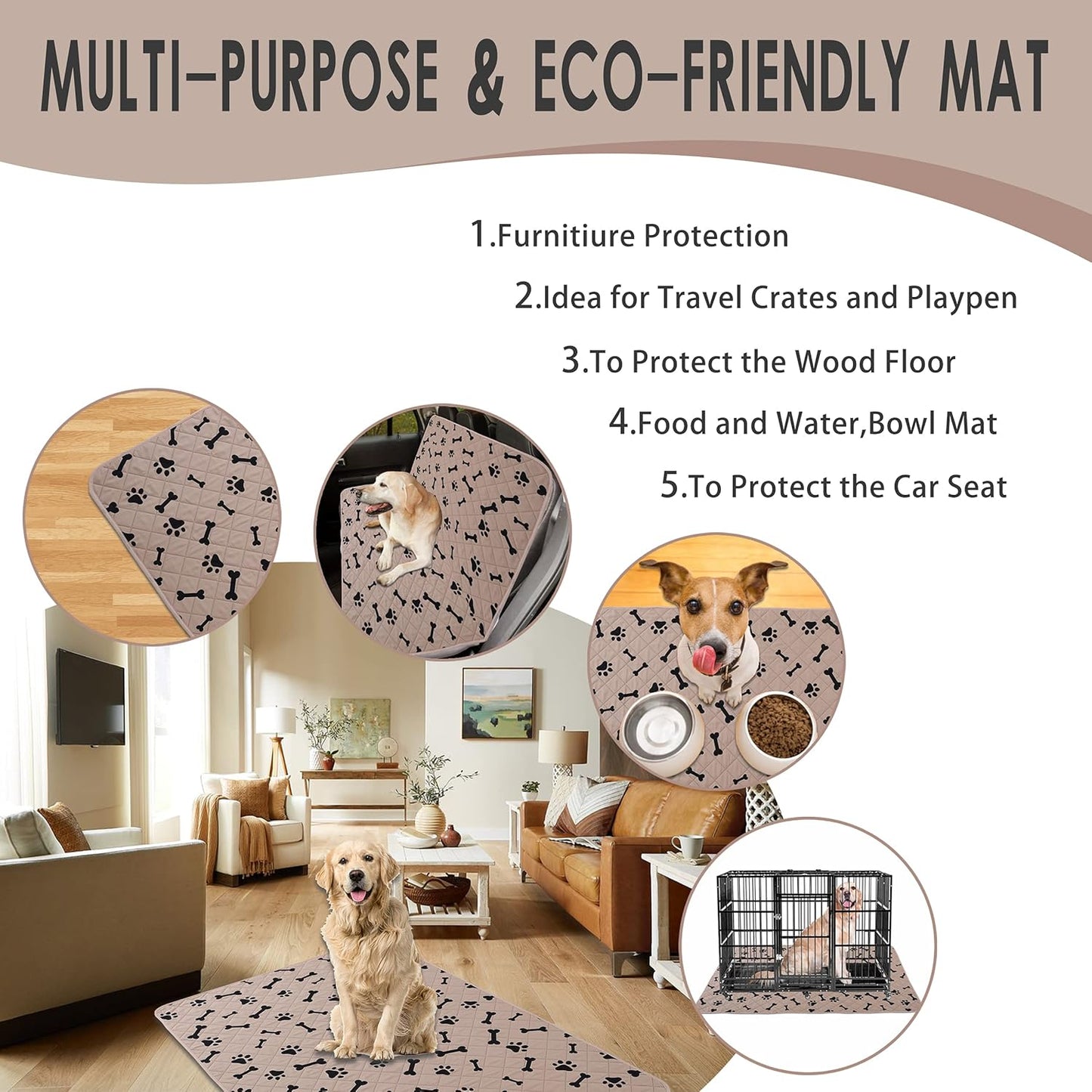 Waterproof Dog Bed Cover - nanbowang Pet Blanket Sofa Couch Furniture Protector for Kids Children Dog Cat, Reversible (40x50 Inch Pack of 1, Beige)