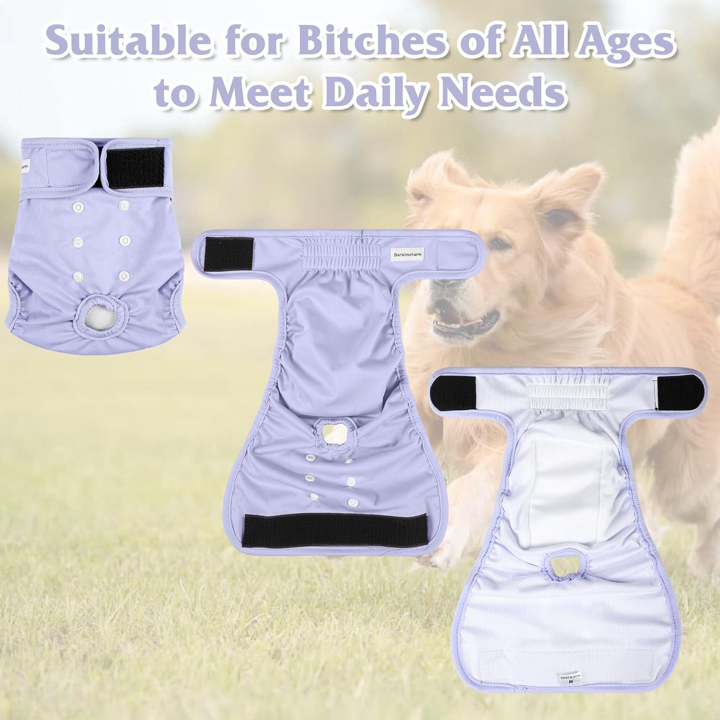 4 Pack Reusable Female Dog Diaper, Highly Absorbent Doggie Diapers for Female Dogs, Dog Diaper Small, Yellow