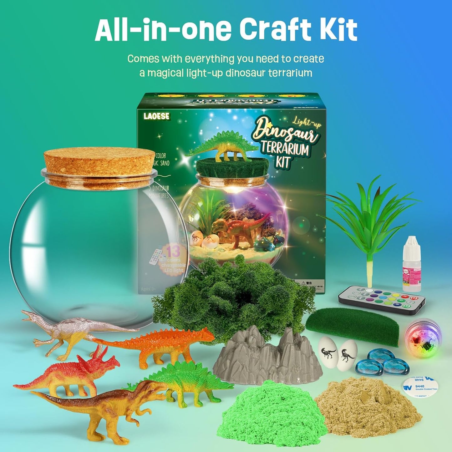 Dinosaur Toys for Kids - Dinosaurs Terrarium Kit for Kids - Birthday Easter Gifts for Boys Ages 4 5 6 7 8-12 Year Old - DIY Dino Toys for Boys - Arts and Crafts Kit for Kids
