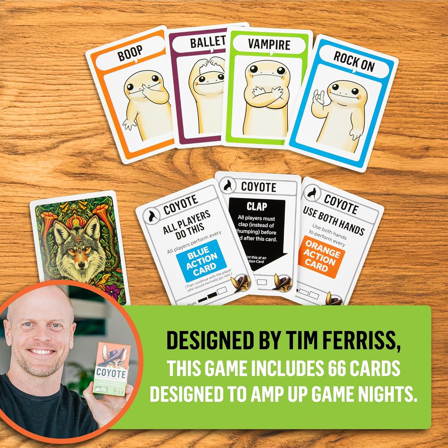 Exploding Kittens Coyote Created by Tim Ferriss | Perfect for Family Fun, Game Night, and Travel | 3-8 Players, 10 Mins, Ages 10 and Up