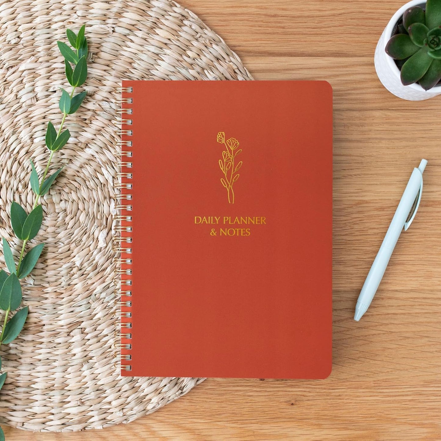 Simple Daily Planner Undated & To Do List Notebook for Work: With Hourly Schedule - 6.5x9.25" Terracotta - Aesthetic Planner Notebook for Life Tasks - Day & Hour Agenda, Organizer Notepad Journal