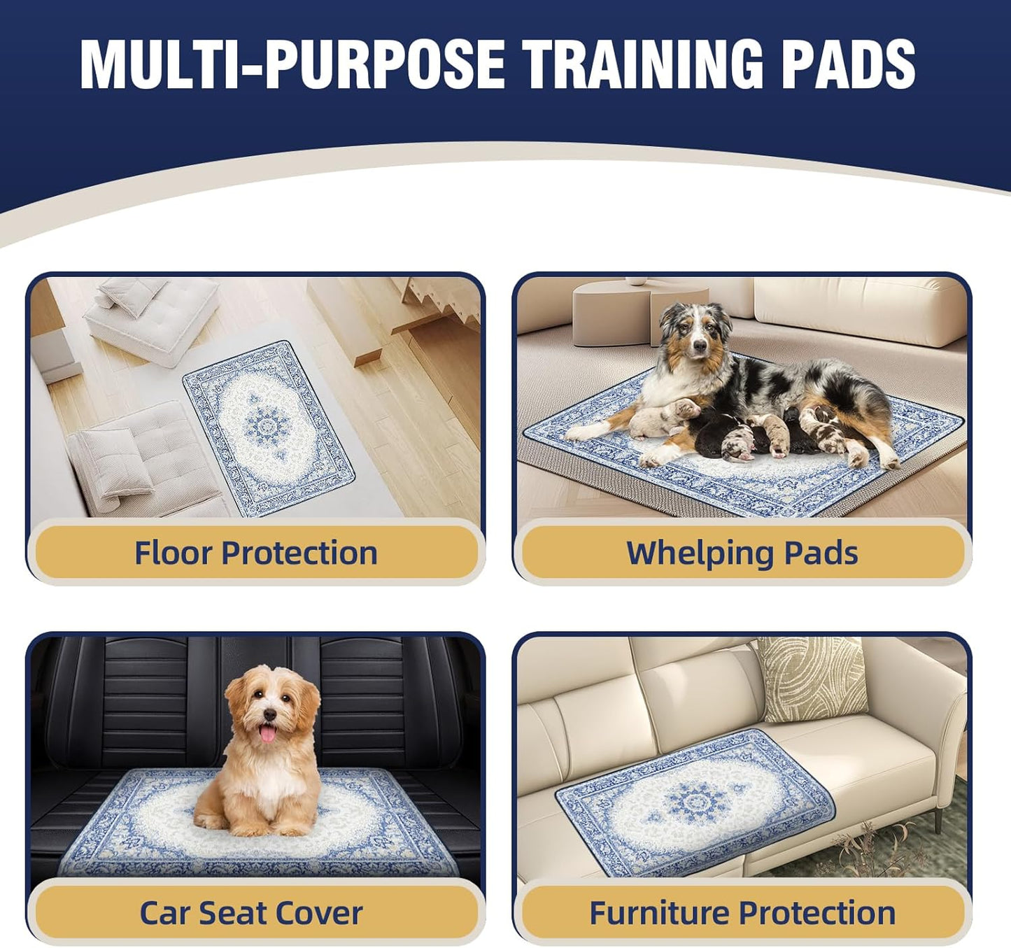 Washable Pee Pads for Dogs 40"x32" 2 Pack, Reusable Dog Pads Extra Large, Super Absorbent Puppy Pads XL, Waterproof & Leak-Proof Dog Pee Pads, Non-Slip Training Pads for Pet Housebreaking