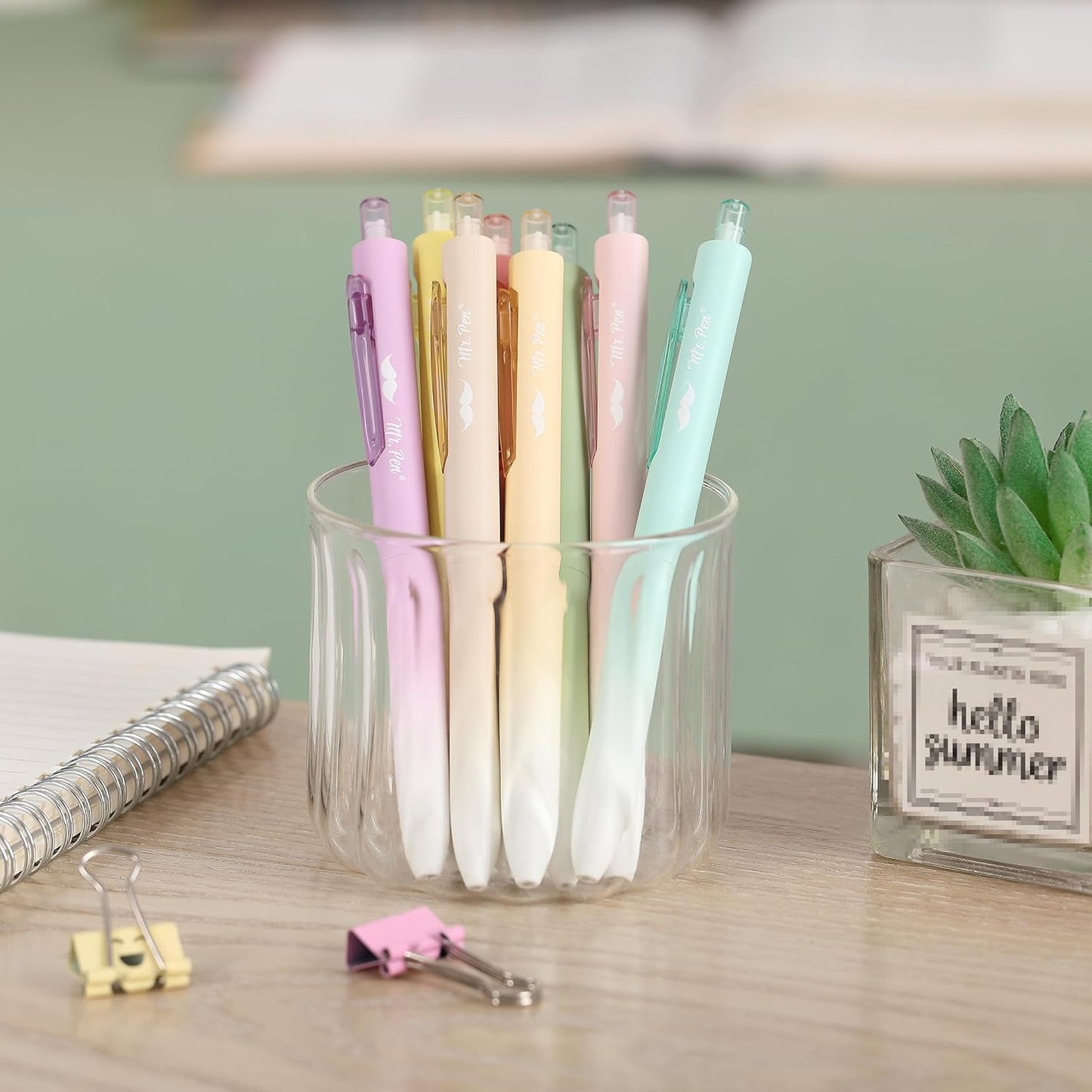 Mr. Pen- Retractable Gel Pens, 8 Pack, Black Ink, Pastel Barrel Gel Pens, Gel Pen Fine Point 0.5mm