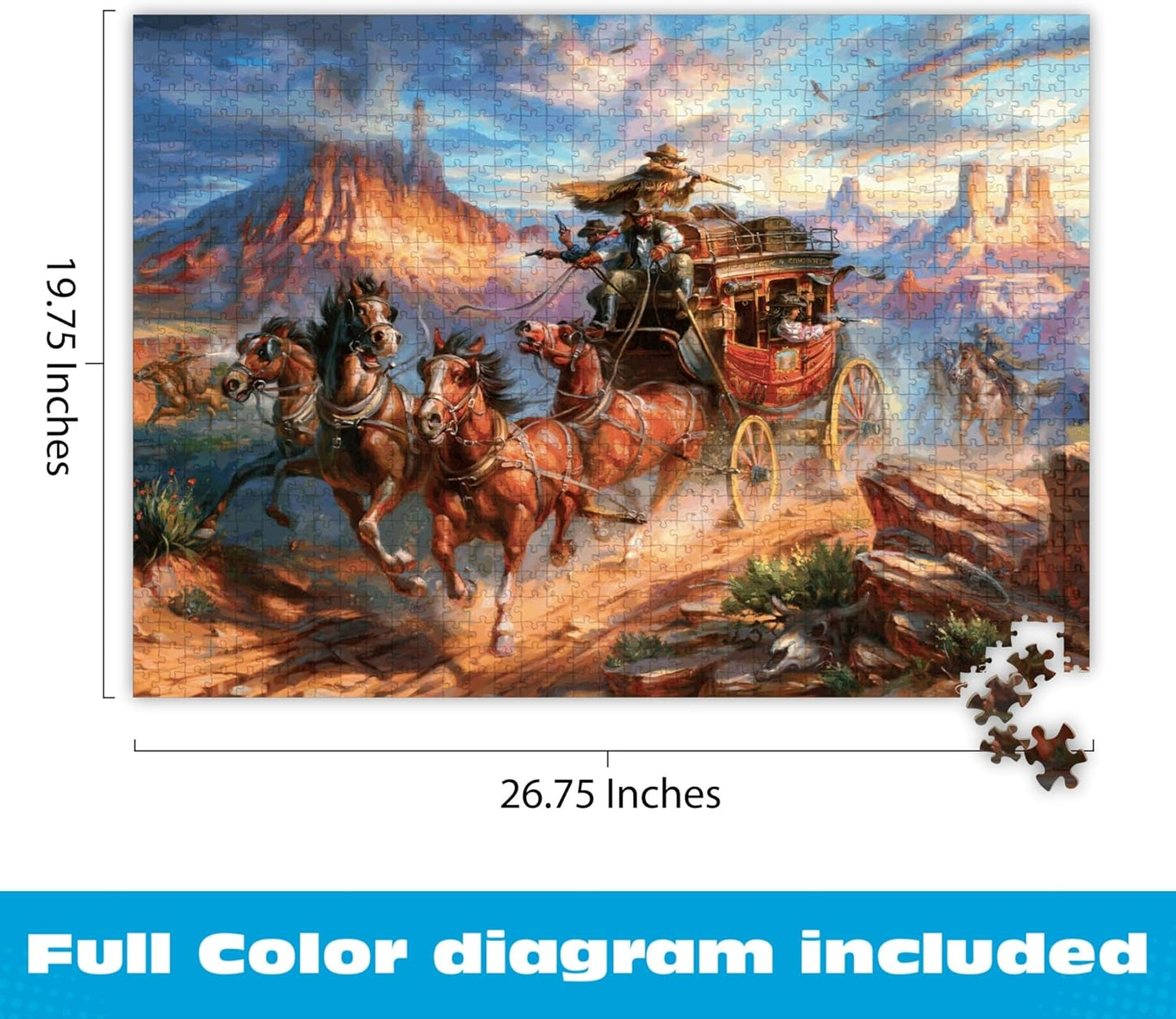 Buffalo Games – Blend COTA Wild Wild West 1000 Piece Jigsaw Puzzle, Western Action Art Puzzle for Adults in Premium Gift Box