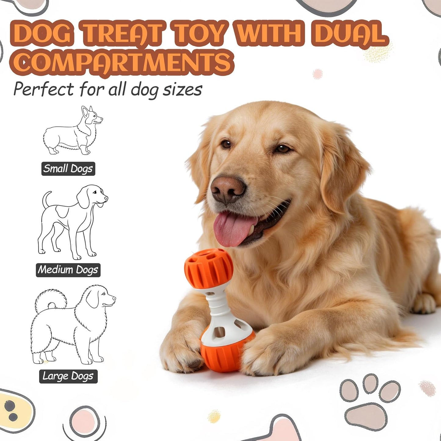ALL FOR PAWS Dog Frozen Treat Dispenser Toy, Interactive Puzzle Slow Feeder Enrichment Chew Toy for Small to Large Dogs, Dumbbell Treat Ball with Food-Grade Silicone Tray, Reduce Boredom & Anxiety