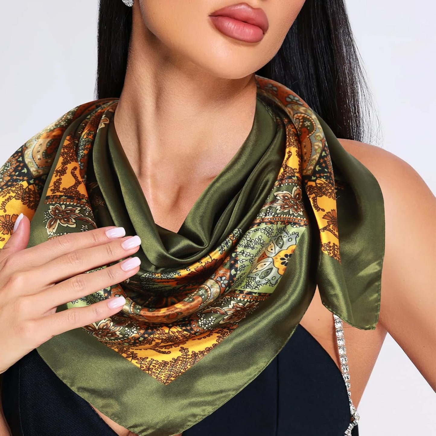 Head Scarf for Women Hair - 2 Pack 35" Square Satin Scarf, Silk Hair Scarf for Women Head Wrap for Sleeping