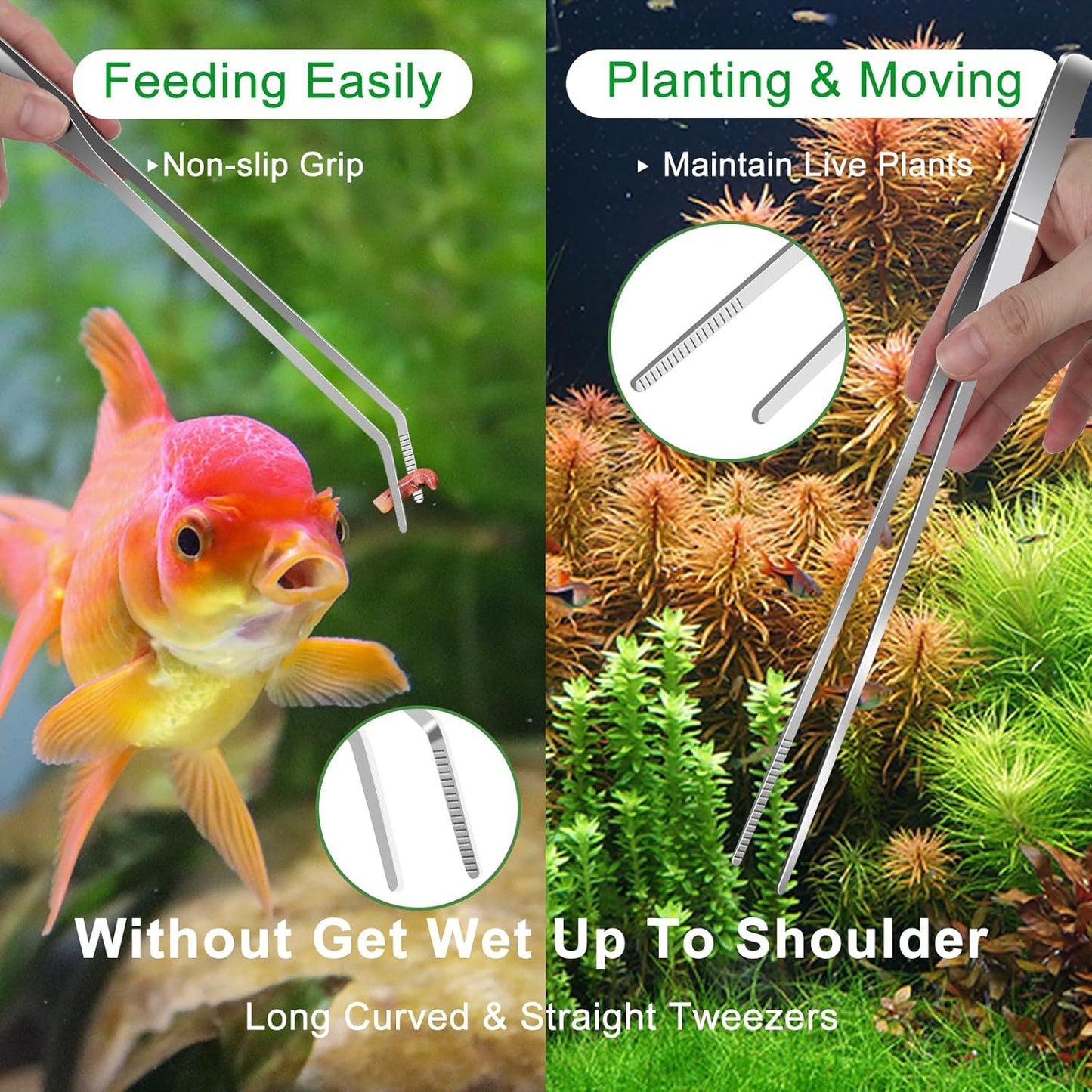 4Pcs Aquascaping Tools, Jeimier Aquascape Kit, Long and Strong Aquarium Tweezers, Scissors, Algae Scraper, Aquarium Plant Tools, Fish Tank Plant Trimming Kit