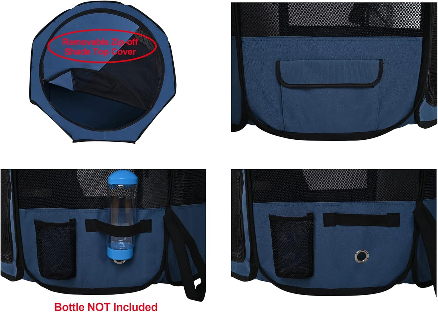 2-Door Folding Soft Pet Playpen (2 Year Warranty), Plus Carrying Bag and Food Grade Silicone Bowl, 10-Size and 12-Color Portable Dog Cat Playpen, Exercise Pen, Indoor & Outdoor Pet Home
