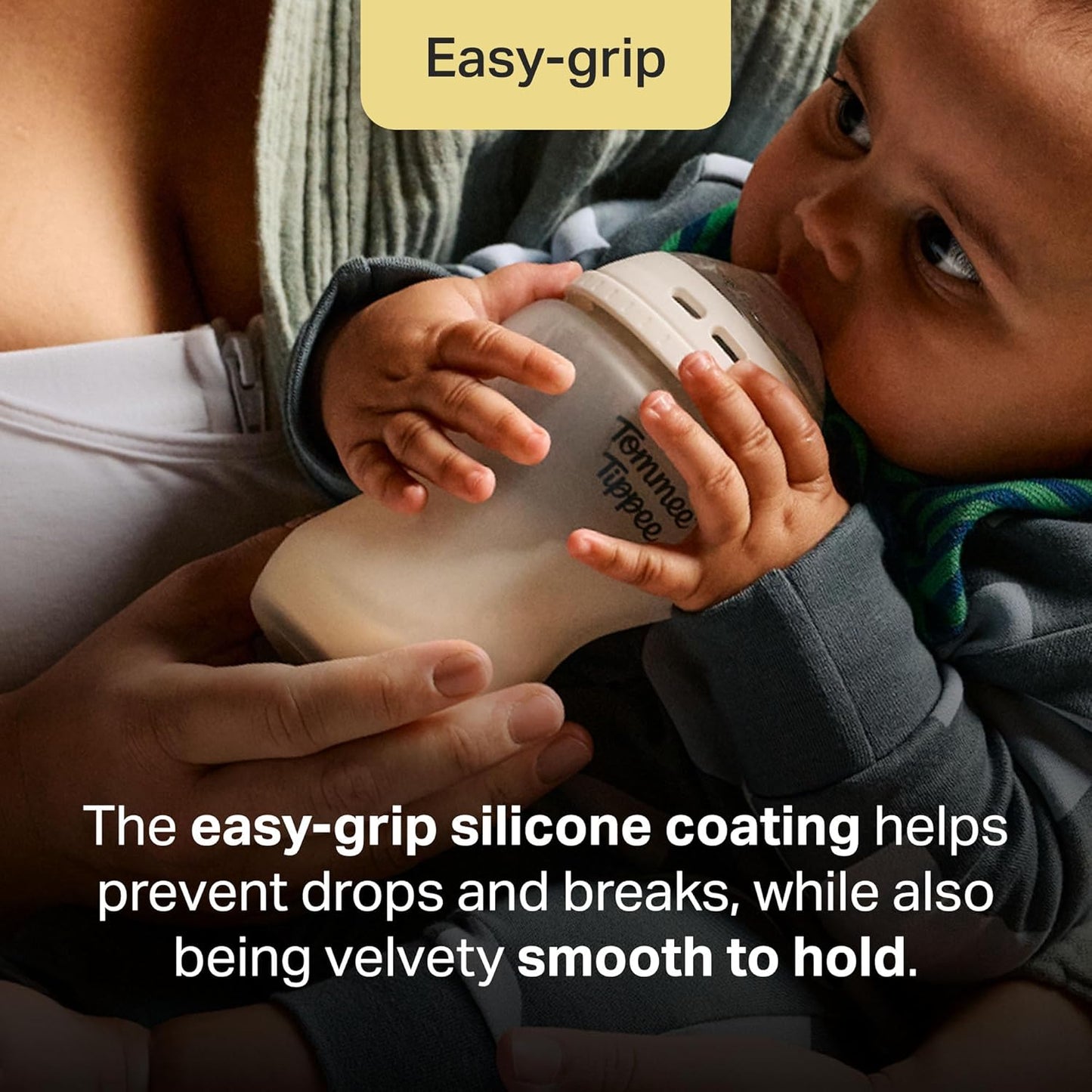 Tommee Tippee Natural Start Silicone Coated Glass Baby Bottles for Feeding from Newborn Up, 5oz, 2 Pack