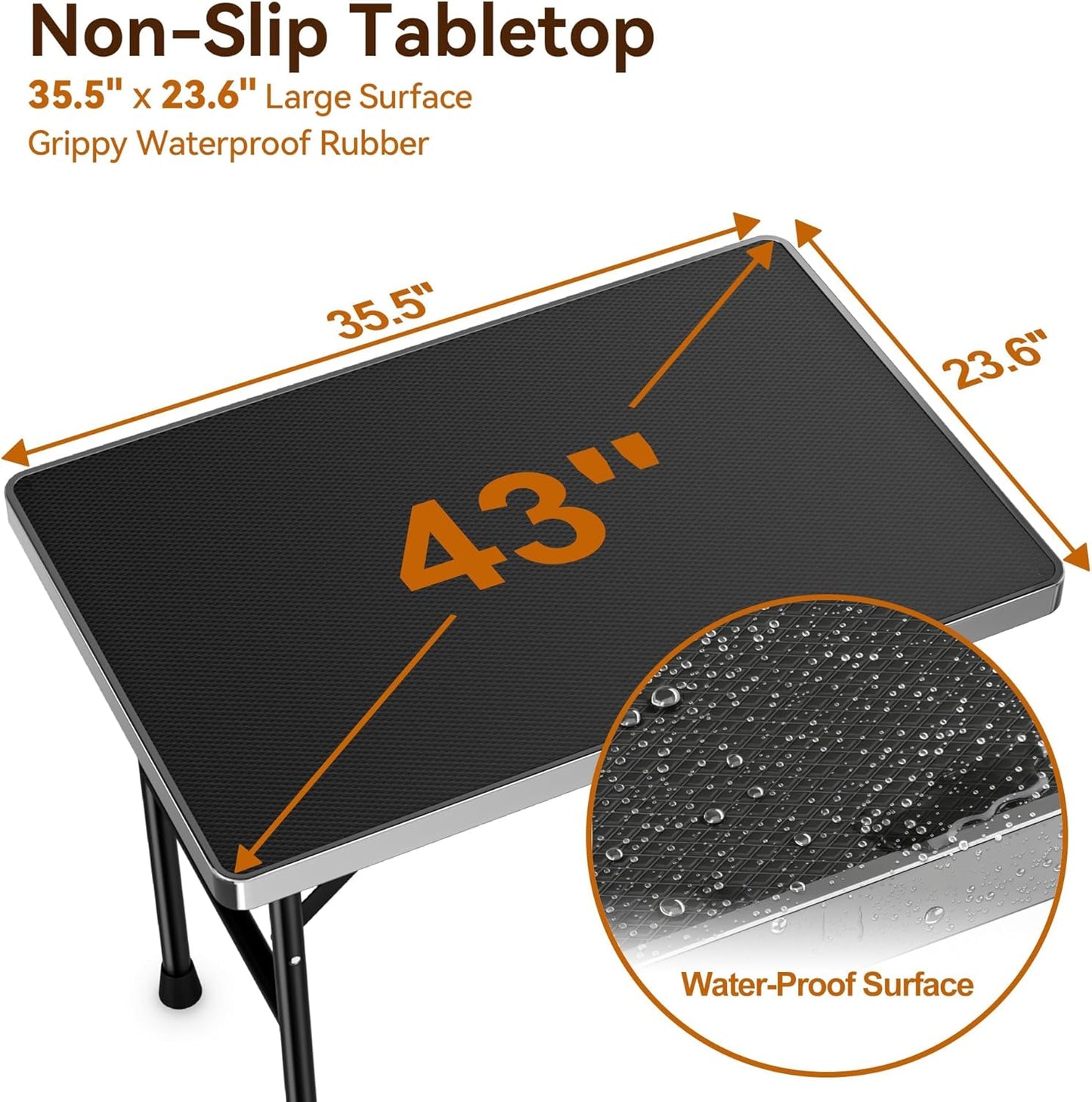 niffgaff Dog Grooming Table with Arm, Hammock & Nooses, 30" H Foldable Heavy Duty Pet Grooming Station, 35.5" L×23.6" W Non-Slip Waterproof Tabletop, 33.5" Height Adjustable Stainless H-Frame Arm