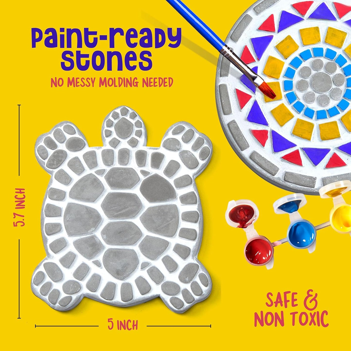 Dan&Darci Stepping Stones Painting Kit for Kids - Outdoor Crafts - Paint 5 Garden Stone - Unicorn Craft Kits for Boys, Girls Ages 6-12 - Easter Gifts for Boy, Girl Age 6, 7, 8, 9, 10 + Year Old