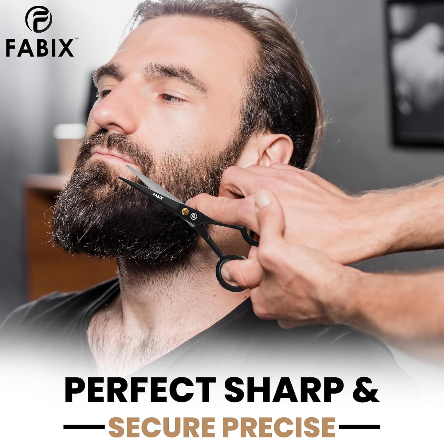 5” Professional Beard Mustache Scissors with 1 Beard Comb, 1 Mustache Comb and Travel Pouch - Perfect Beard Trimming Scissors for All Facial Hair Scissors - Grooming Scissors