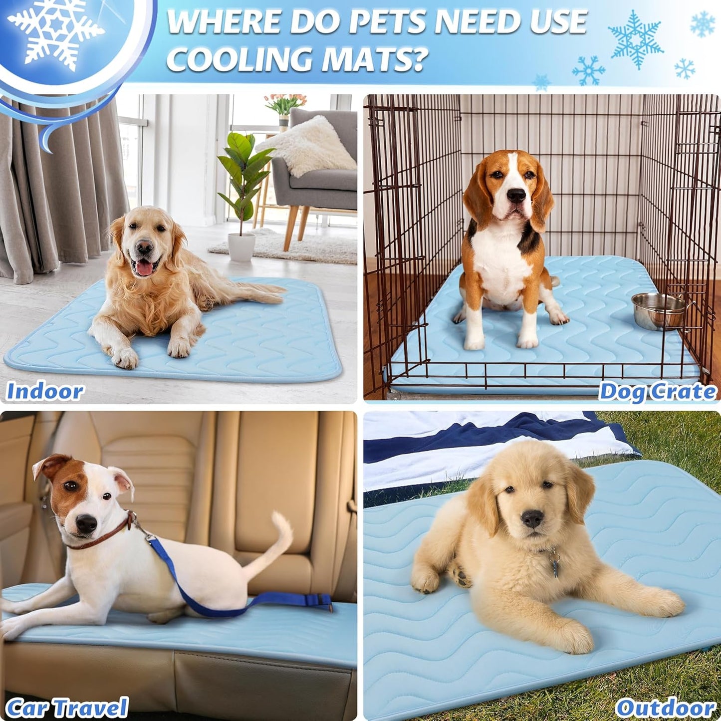 Dog Cooling Mat for Hot Weather-Waterproof Portable Pet Cooling Pad,Cool on Contact,for Crate, Cars & Outdoor Use, Relief for Overheated Dogs (59"x40")