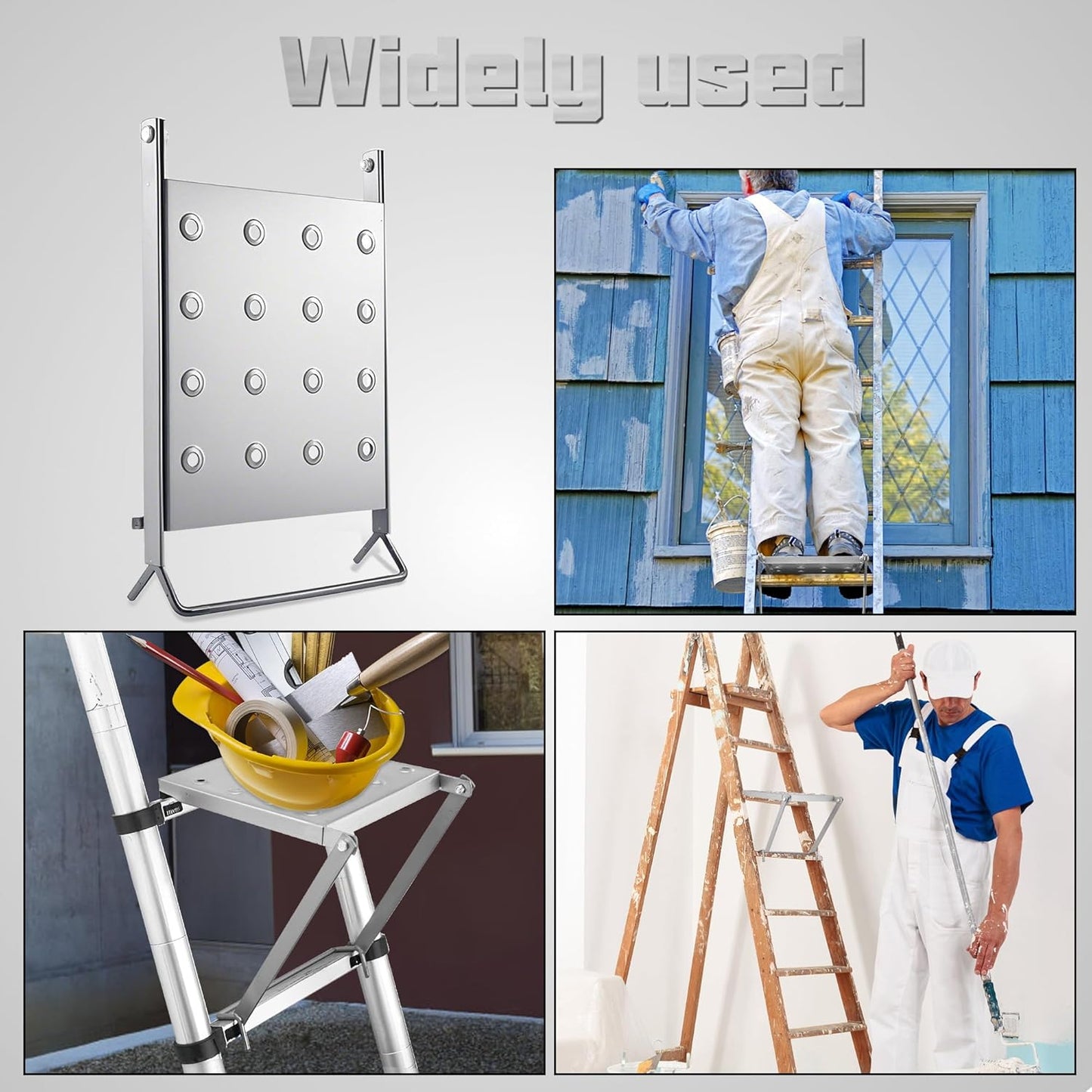 Ladder Platform Anti-Slip Ladder Work Platform Accessories for Stabilizer, Work Tray Attachment for Painters and Tools, Made of Premium Alloy Steel Holds 400 lbs