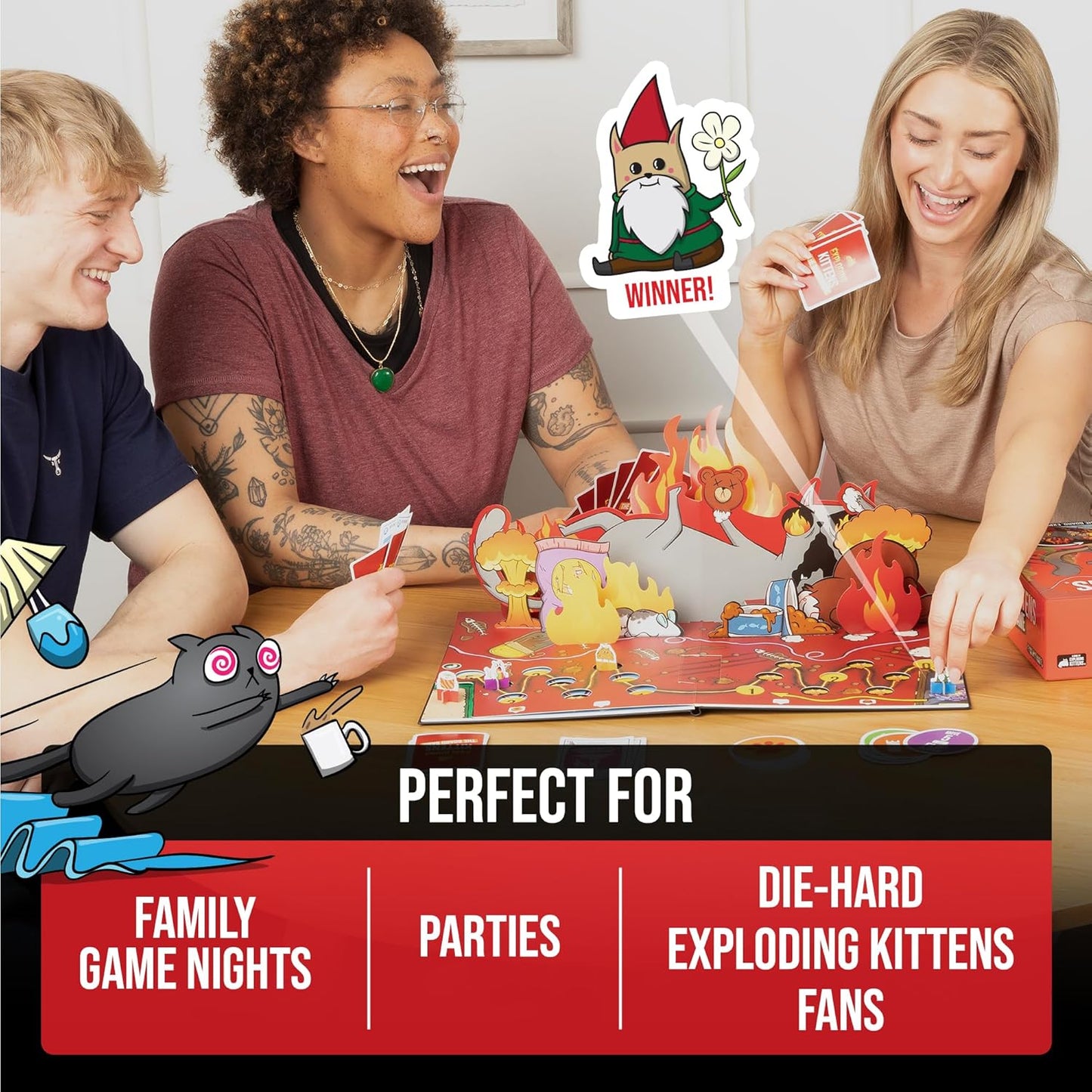 Exploding Kittens: The Board Game - The Action Packed Party Game to Celebrate 10th Birthday - 2-6 Players Aged 7+ - Great for Adults, Teens, Collectors, Kids