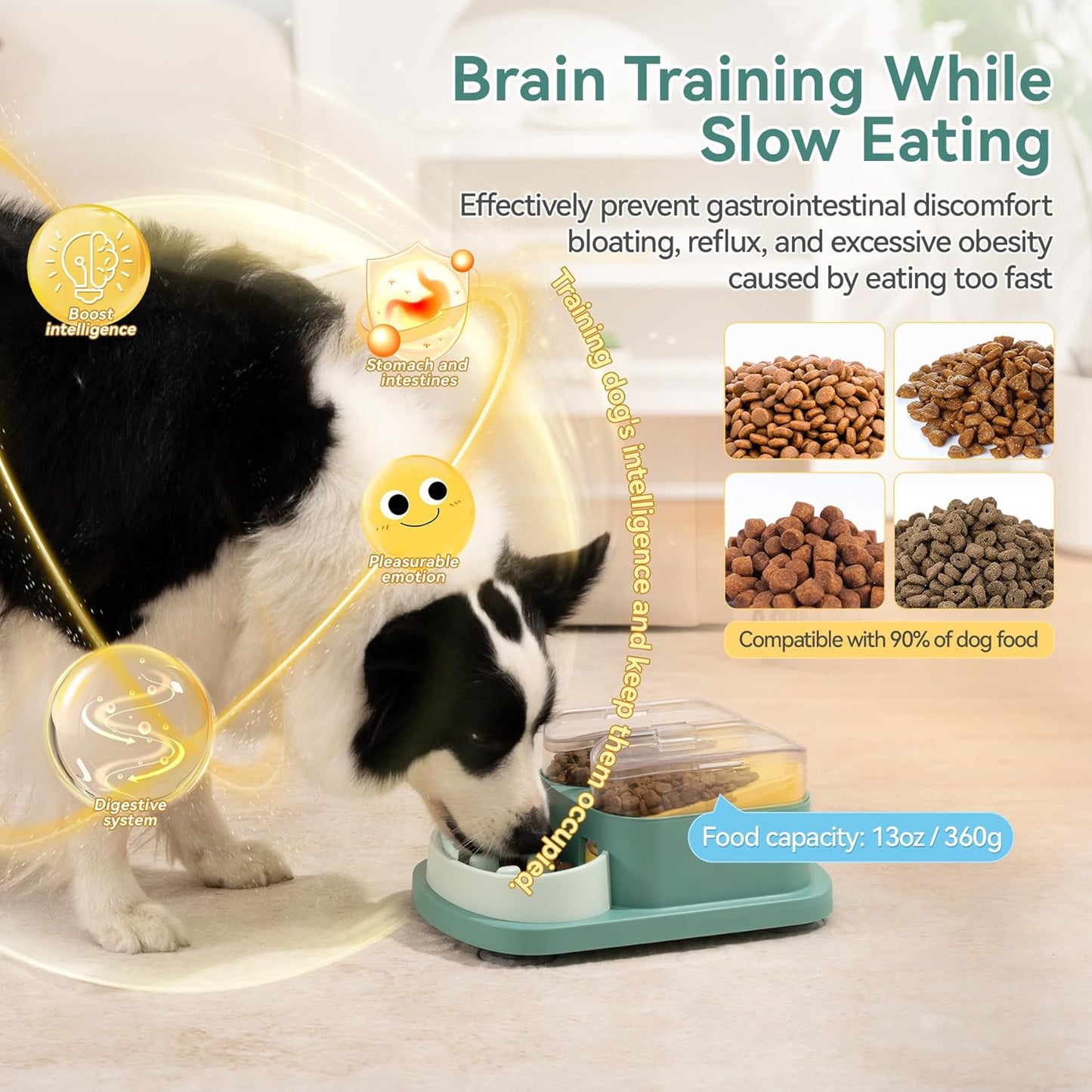 Dog Puzzle Toy, Double Food Bucket Dog Slow Feed Puzzle Toy, Adjustable Feeding Speed Puzzle Feeder for IQ Training and Mental Enrichment