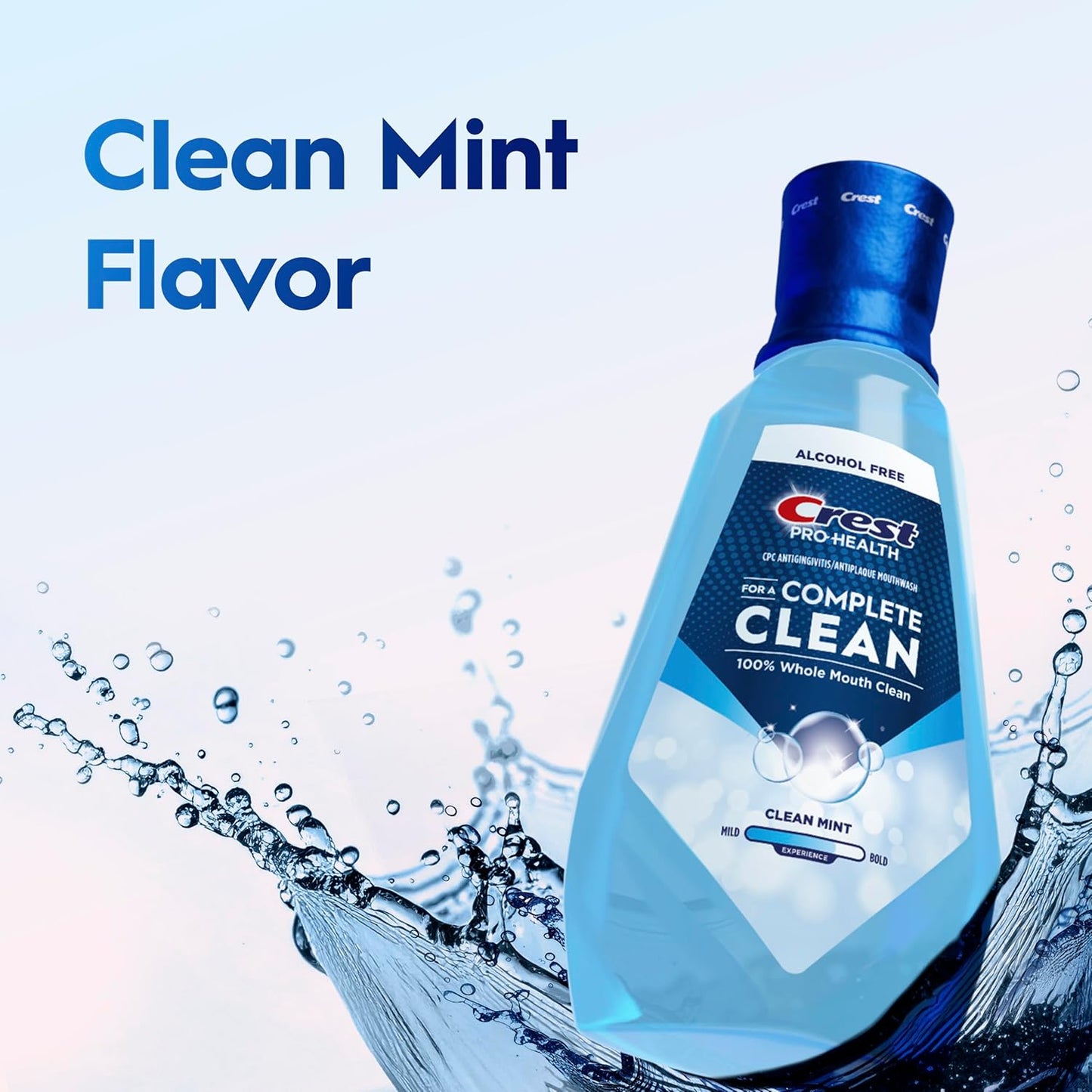 Crest Mouthwash Pro Health Complete Clean, CPC (cetylpyridinium chloride) Antigingivitis/Antiplaque, Alcohol Free, Clean Mint, 1 L (33.8 fl oz)