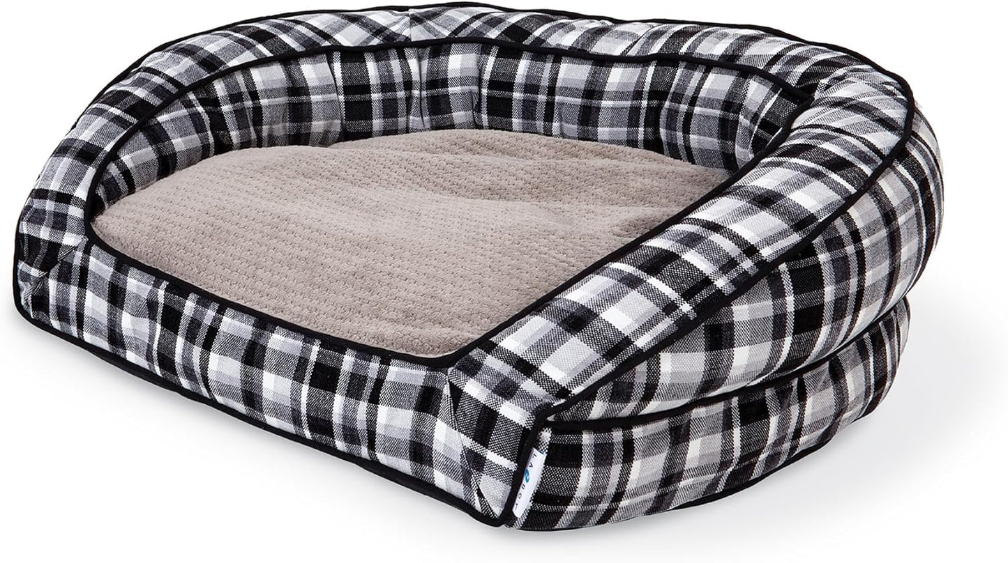 La-Z-Boy Petmate 터커 소파 베드 중형견 침대 스펜서 격자 무늬 83.8 x 76.2cm(33 x 30인치) 최대 22.7kg(50파운드) 강아지용 내구성 있는 탈착식 세탁 가능한 커버