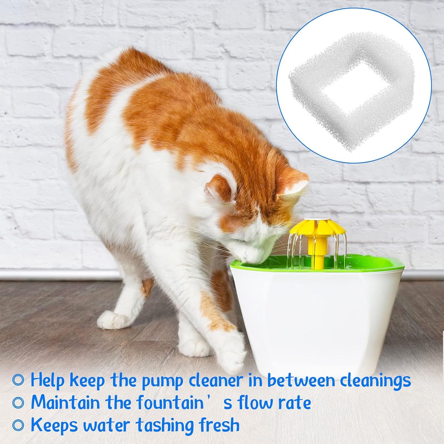Zonon 15 Pcs Cat Water Fountain Filters, Pet Fountain Replacement Foam Filters, Compatible with Drinkwell Pet Fountains Filter Ceramic, Stainless Steel, Plastic, 360 Pets Water Fountains Filter Foam