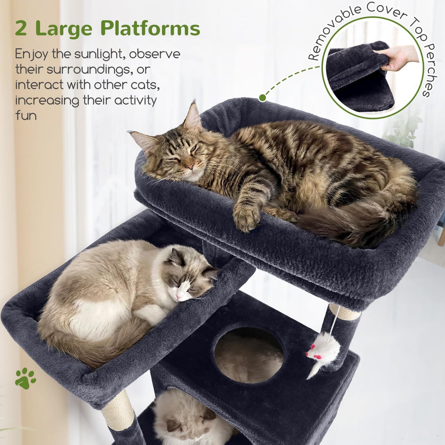 Globlazer Multi-Level Tall Cat Tower 83 inch Sturdy Extra Large Heavy Duty Cat Tree for Indoor Large Adult Cats Kittens with 2 Cat Condo, 8 Scratching Post, 2 Hammock, S83G, Dark Grey