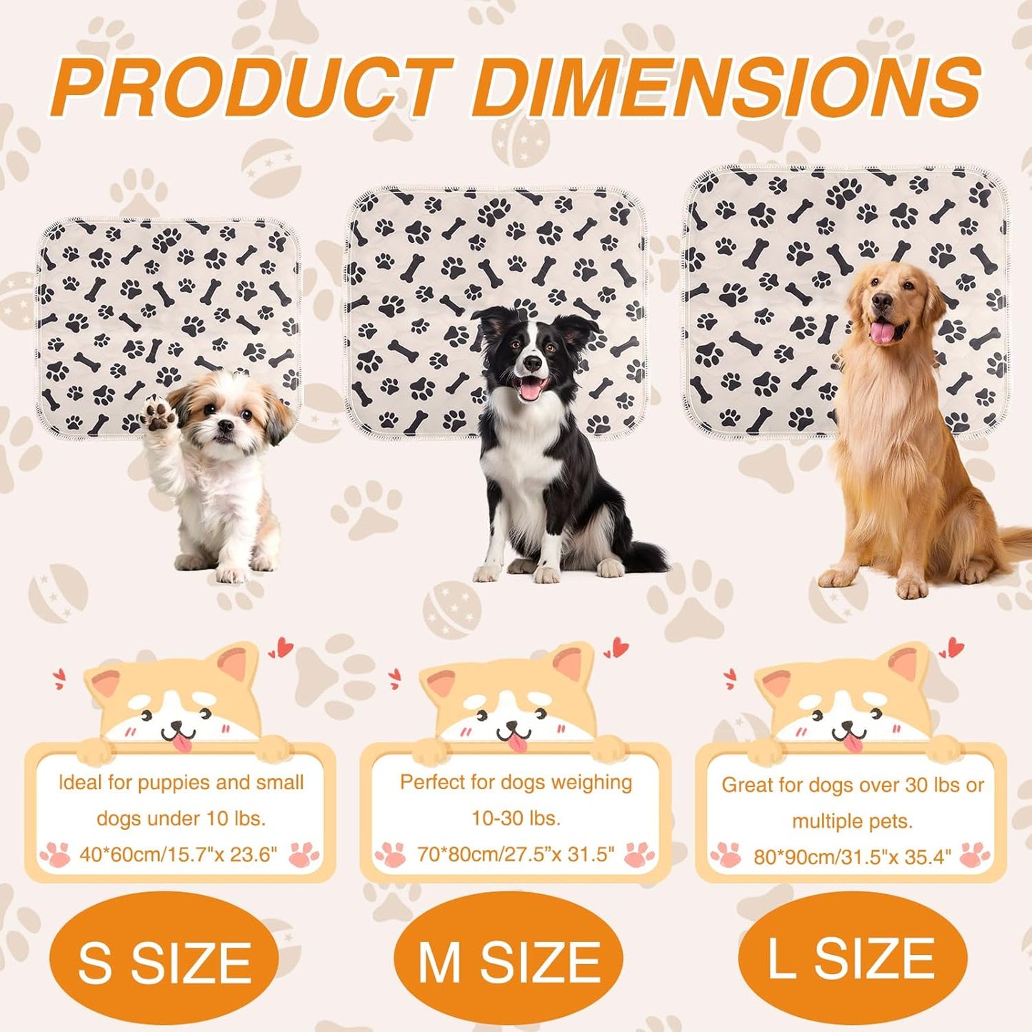 Puppy Pads with Pheromones, Washable Puppy Pee Pads for Dogs & Cats -Leak & Odor Proof, Non-Slip Base Training Pads for Home & Travel, Easy to Clean & Reusable (Medium: 27.5" × 31.5")
