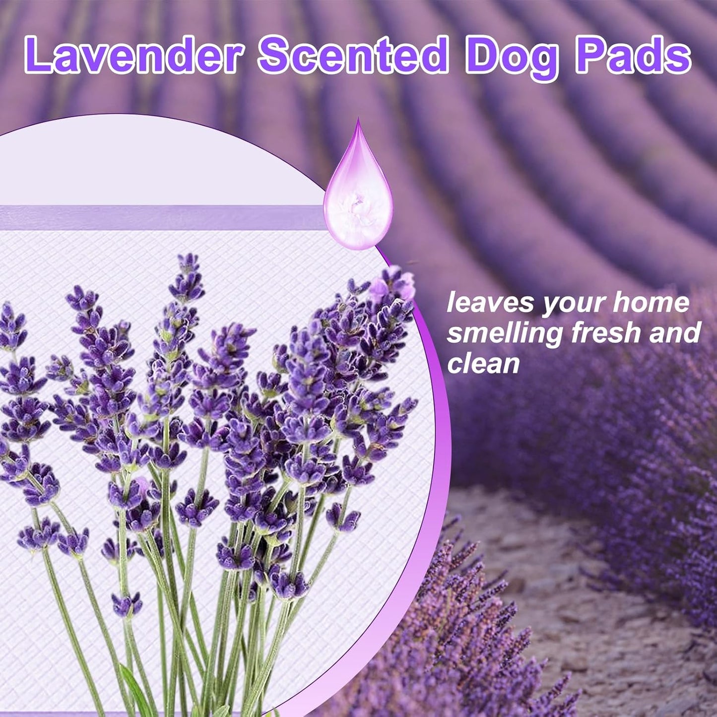 Boscute Lavender Scented Super Absorbent & Leak-Proof Puppy Pads, 36"x36" Odor Control Pet Training Dog Pee Pads, Thicken Quick Dry Pee Pads, Potty Training Pads for Dogs Cats (Lavender Scented)