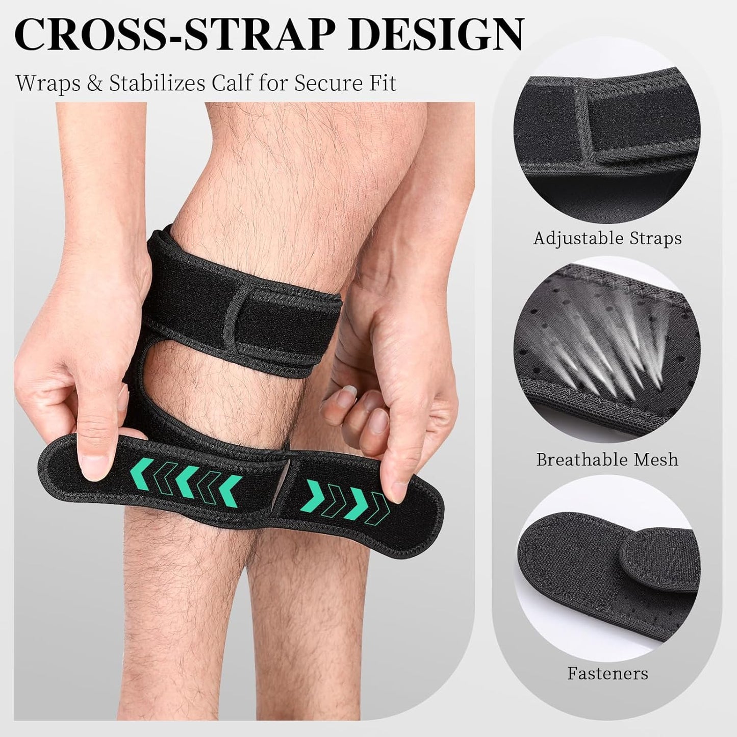 Sciatica Pain Relief Devices Brace,Sciatic Ease Calf Support Brace for Leg Shin Pain Relief,Sciatic Nerve Knee Brace with Dual Adjustable Pressure Pads Targeted Compression, Fits for Men and Women