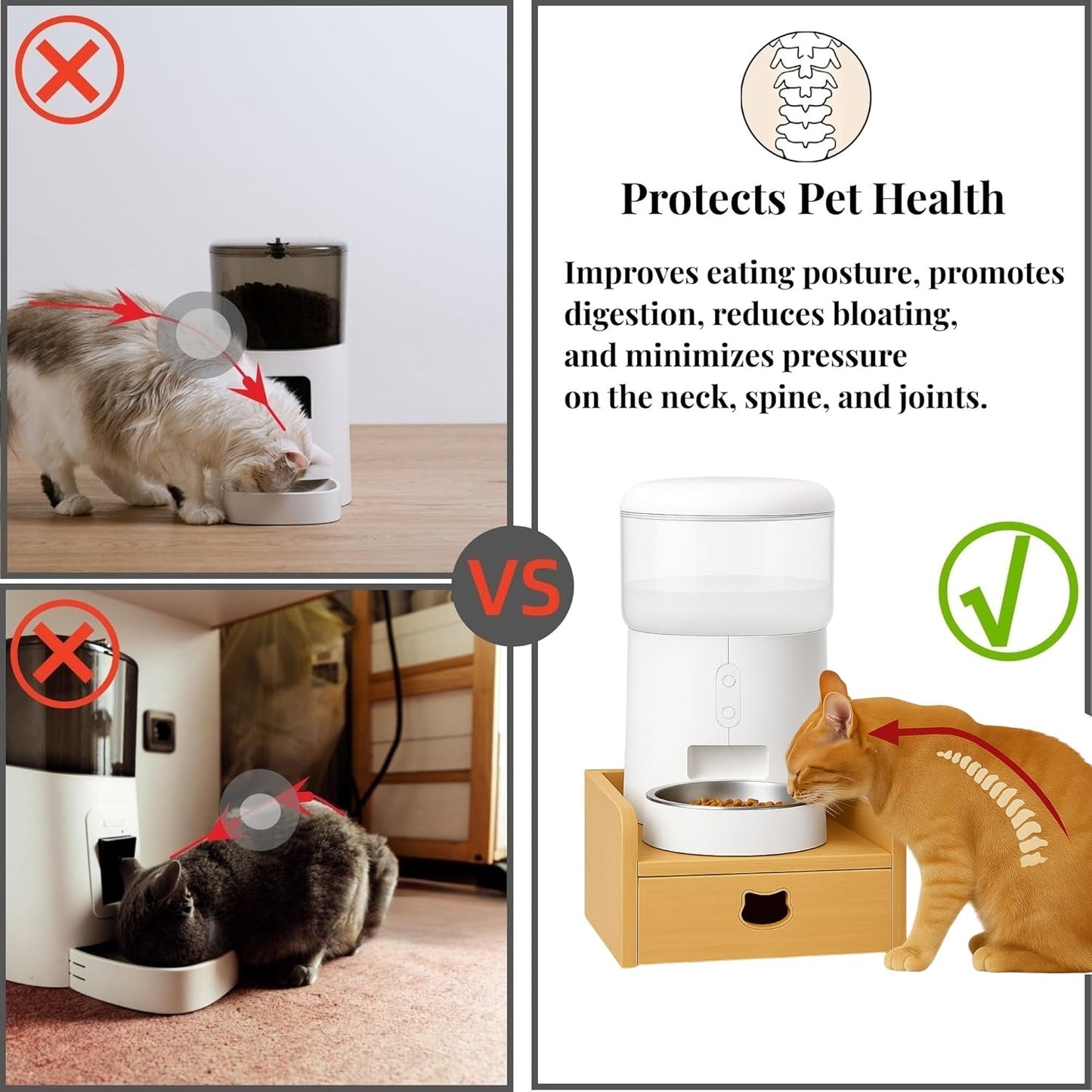 Raised Pet Feeder Stand for Cats & Small Dogs – Adjustable Height, Non-Slip Elevated Base for Most Automatic Feeders & Water Dispensers (Holder Only)