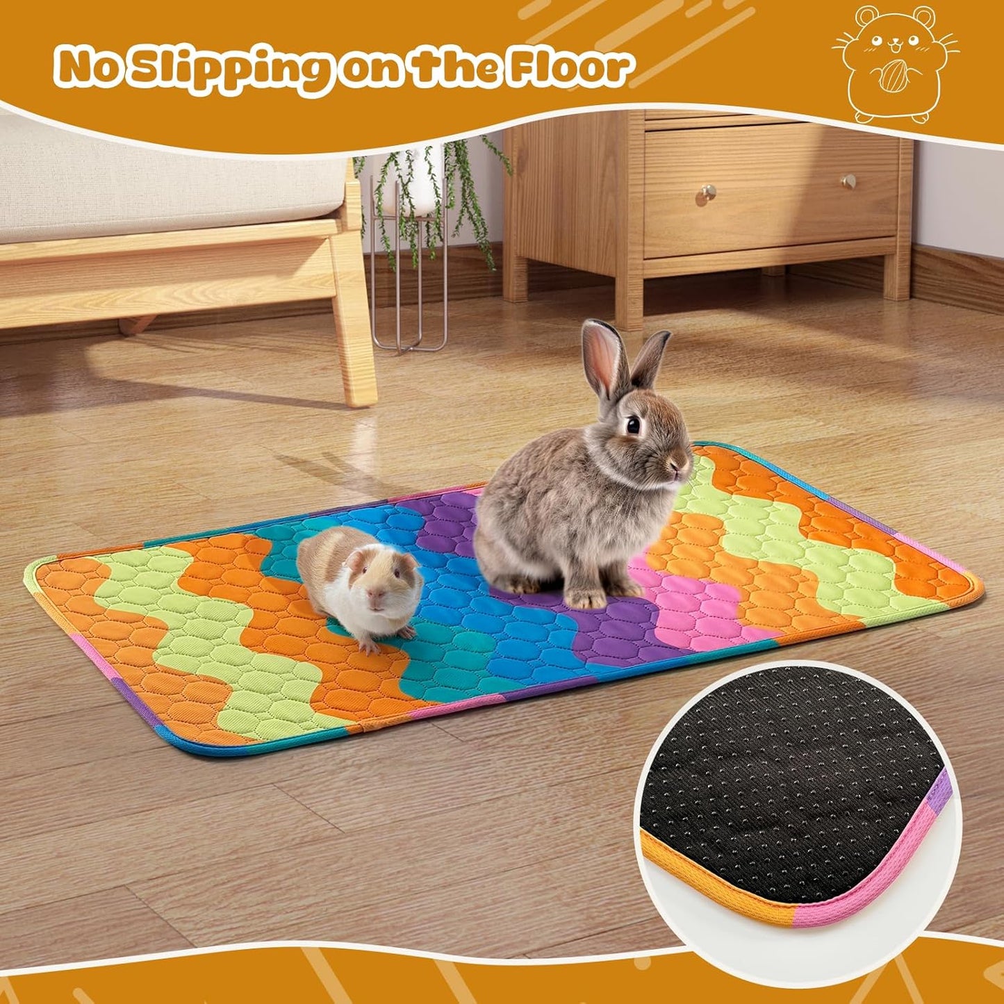 Guinea Pig Cage Liner, 4 Pack 31*16" Reusable Guinea Pig Bedding, Fast Absorbent Pee Pads for Small Animal, Rabbit, Bunny, Hamster, Puppy with Waterproof & Anti Slip Bottom