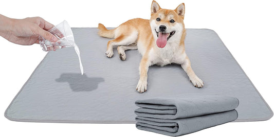BODISEINT Washable Dog Pee Pads, Quilted Reusable Puppy Pee Pads for Dogs, Whelping Pads Dog Bed Pen Mat Absorbent Pet Dog Potty Training Pads for Playpen, Crate(36 x 41 Inch (2 Pack,Gray))