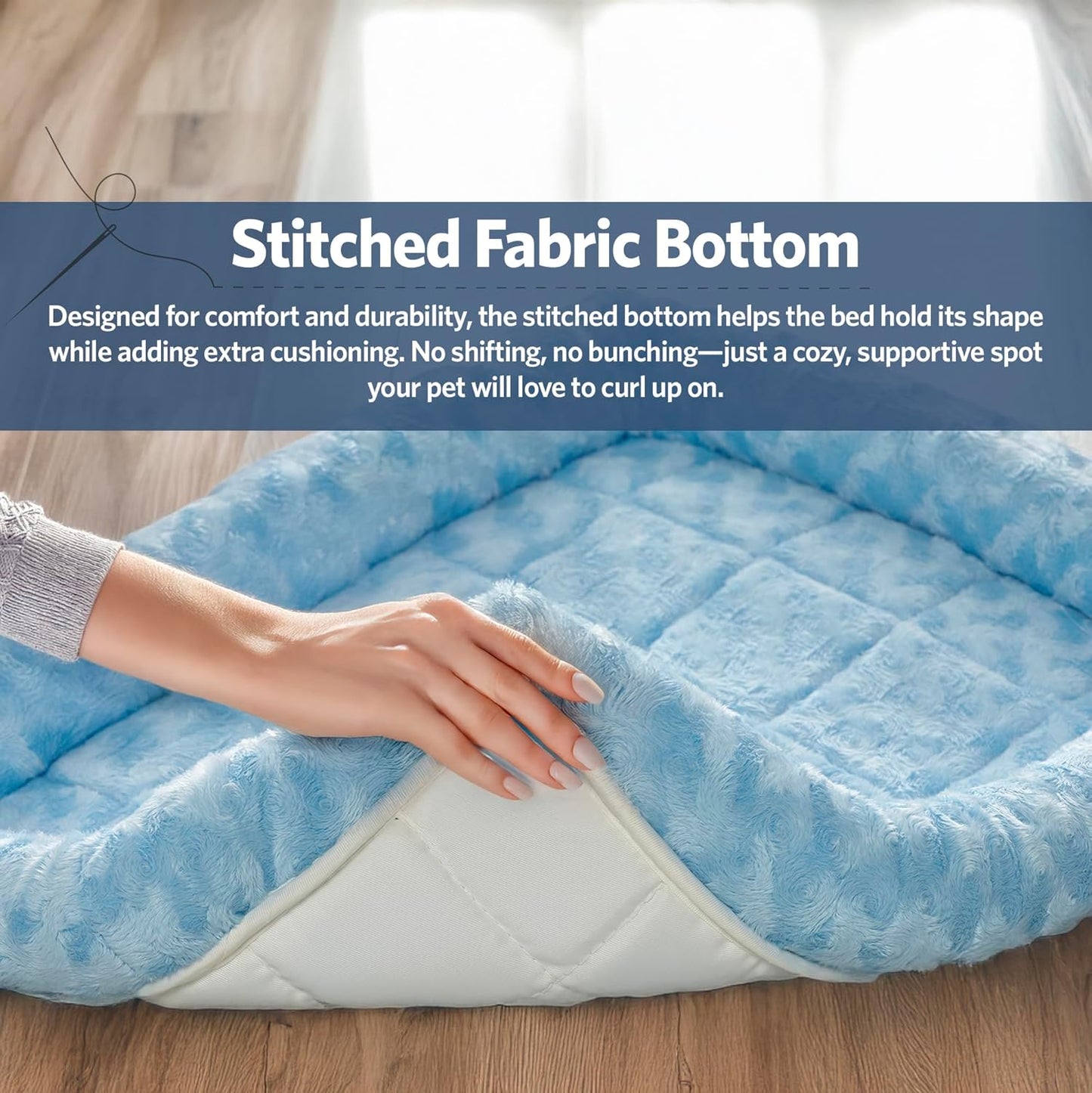 MidWest Homes for Pets QuietTime Fashion XXS Dog Bed – Blue Faux Fur Bolster, Ultra-Soft and Machine Washable, Fits 18-Inch Crates and Carriers, for Small Dogs and Cats